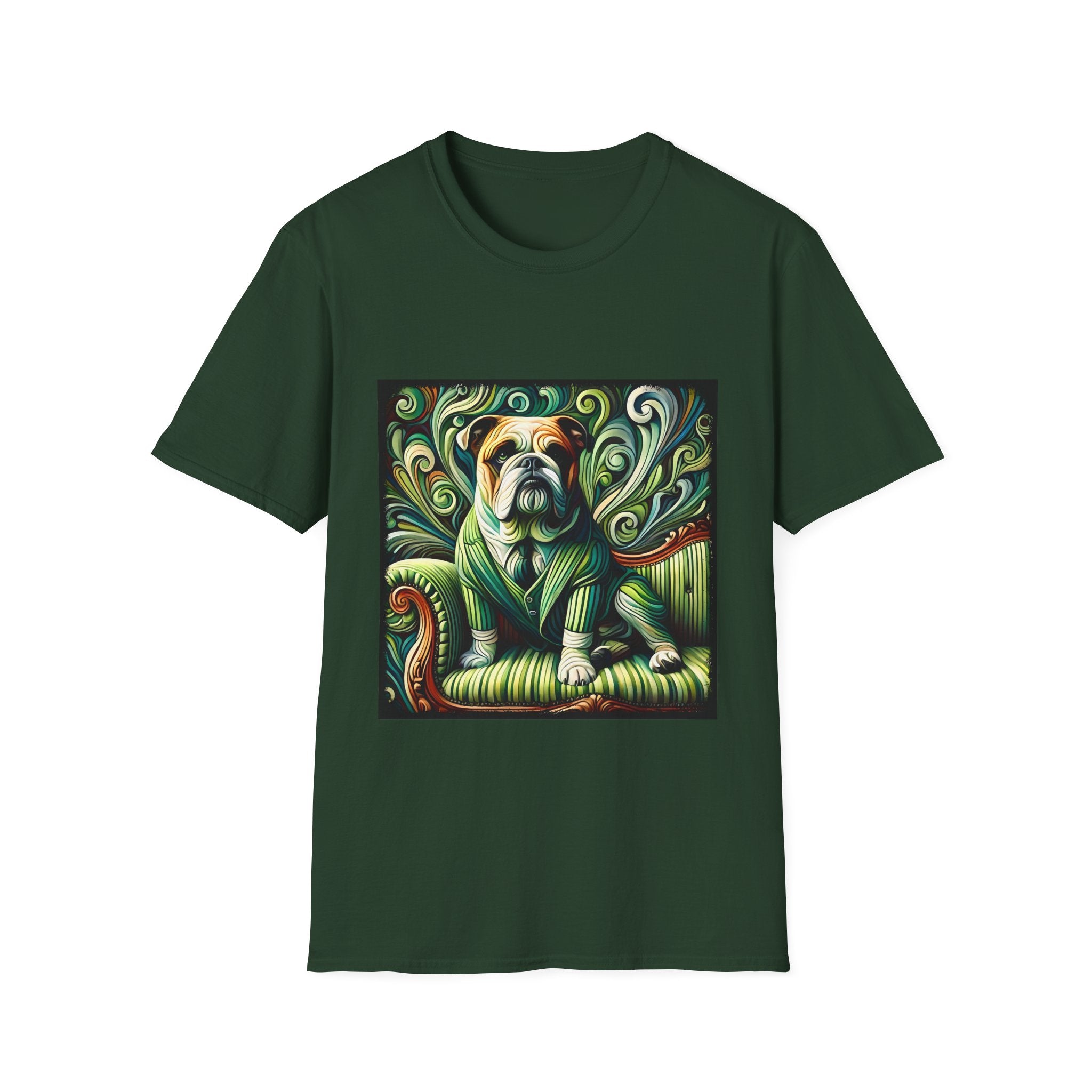 Bulldog Green Swirl | Unisex Dog T-Shirt