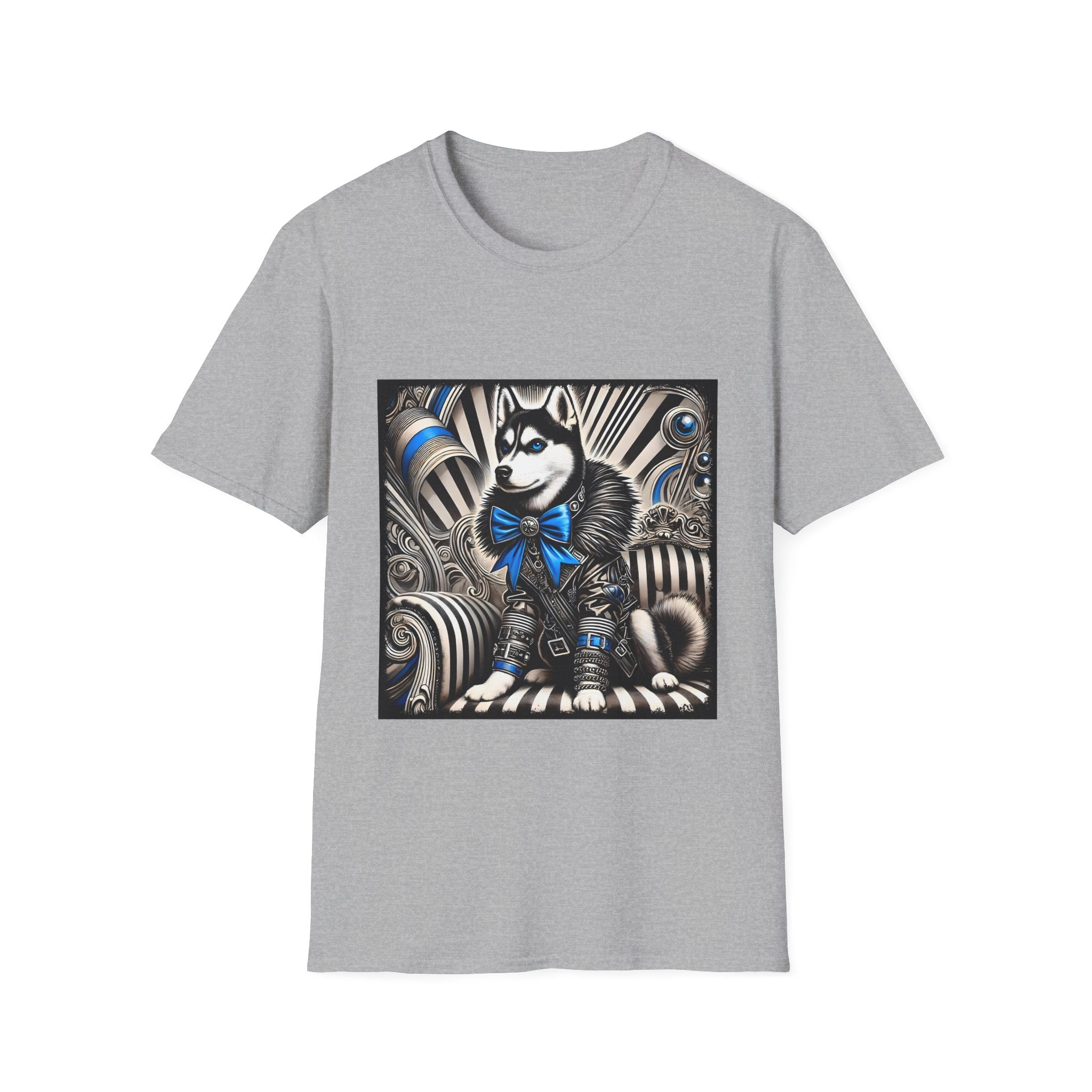 Siberian Husky B&W Blue Bow | Unisex Dog T-Shirt