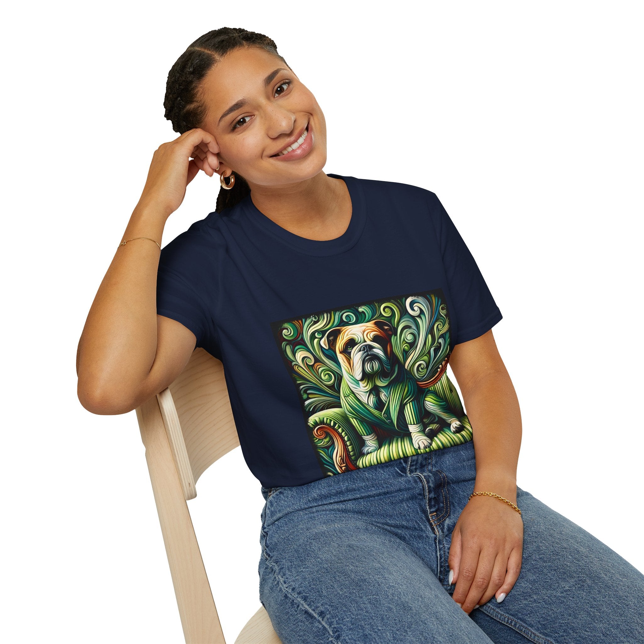 Bulldog Green Swirl | Unisex Dog T-Shirt