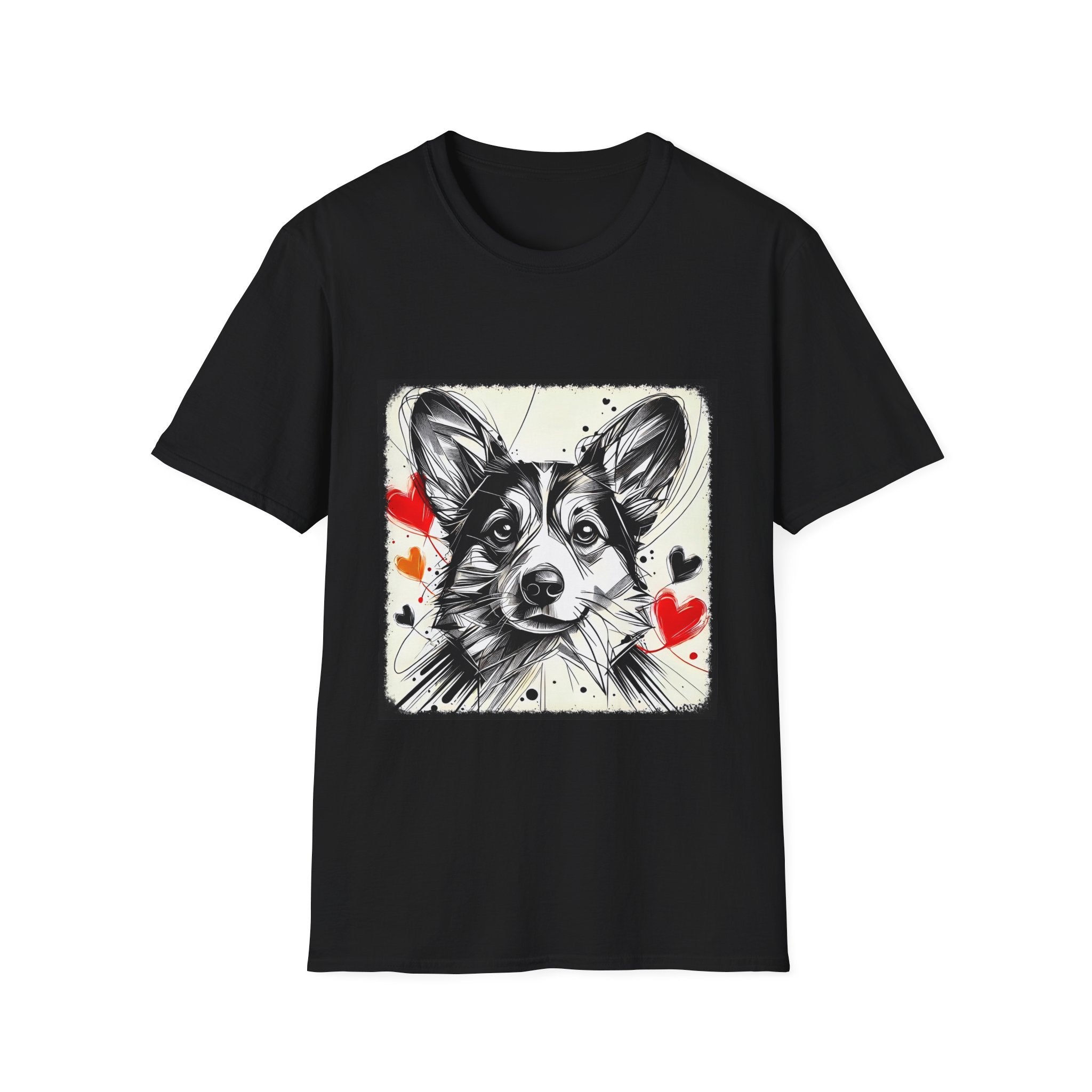 Pembroke Welsh Corgi Bold Heart Sketch | Unisex Dog T-Shirt