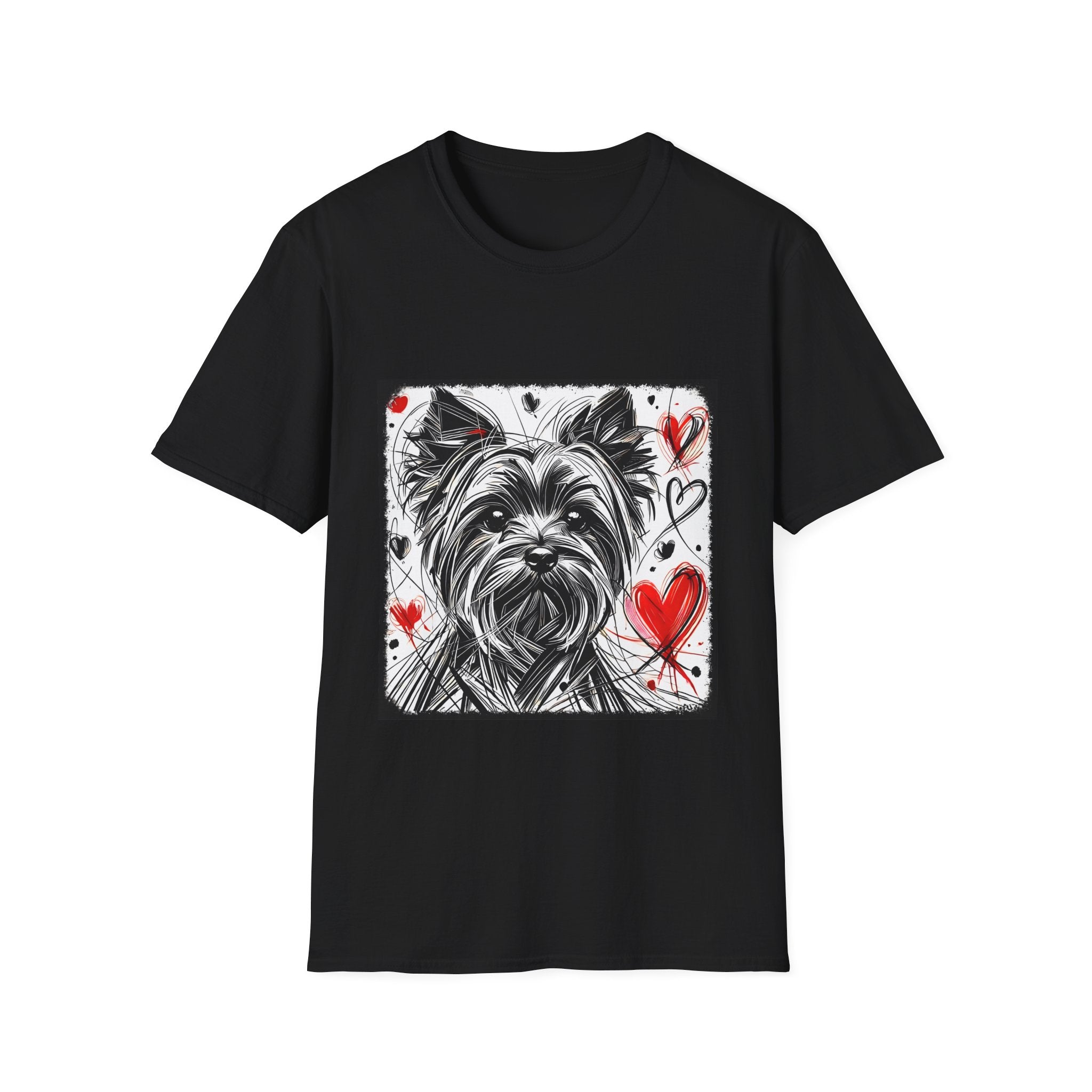 Yorkshire Terrier Bold Heart Sketch | Unisex Dog T-Shirt