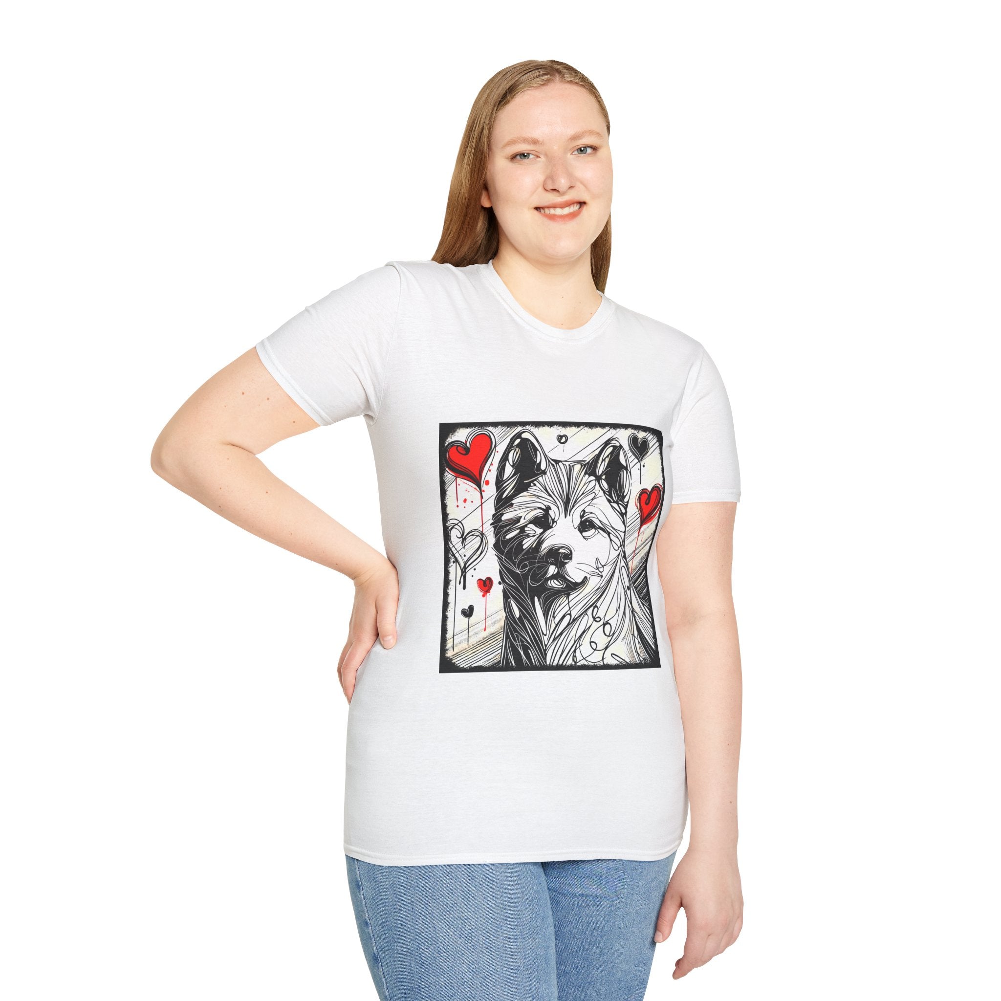 Akita Bold Heart Sketch | Unisex Dog T-Shirt
