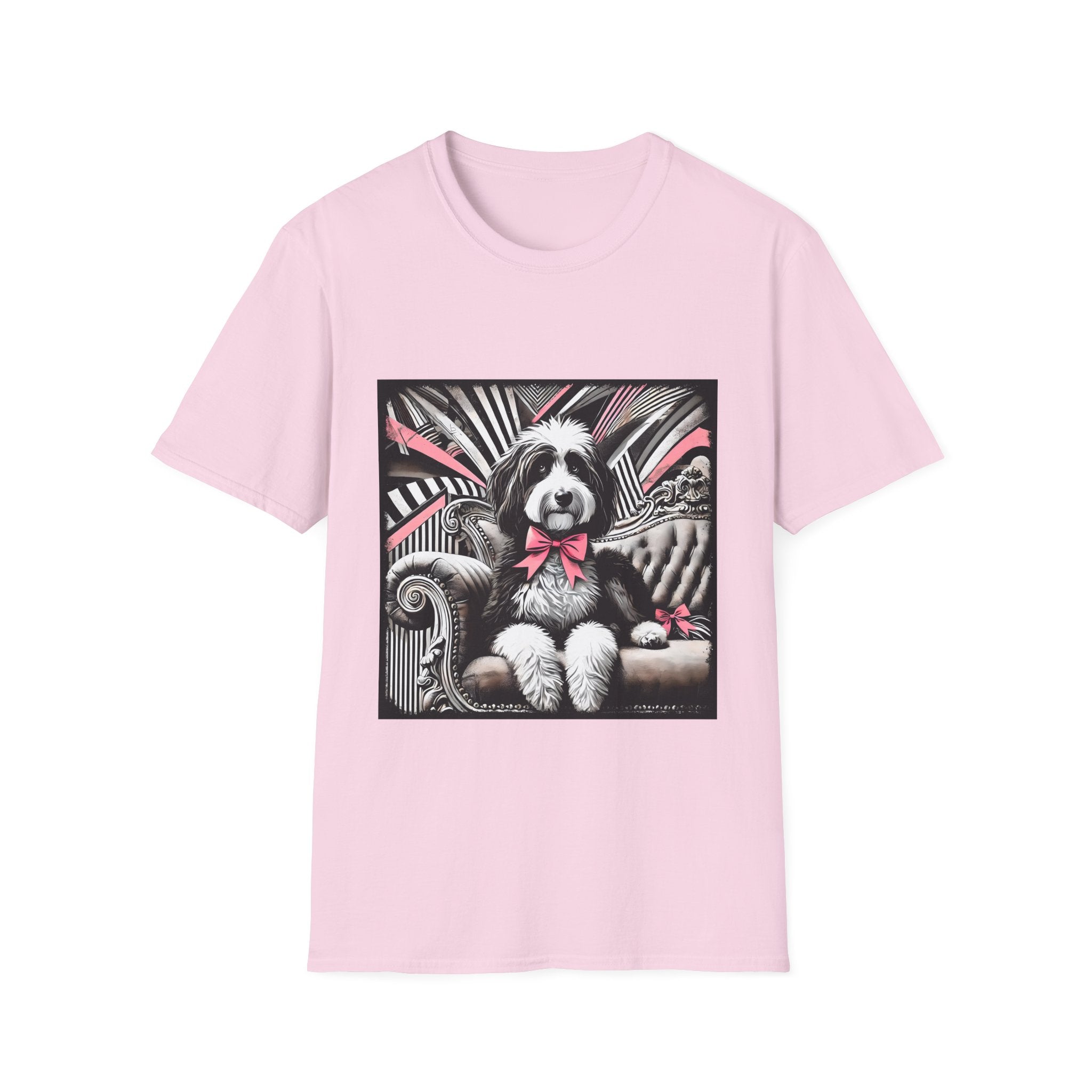 Bernedoodle B&W Pink Bow| Unisex Dog T-Shirt