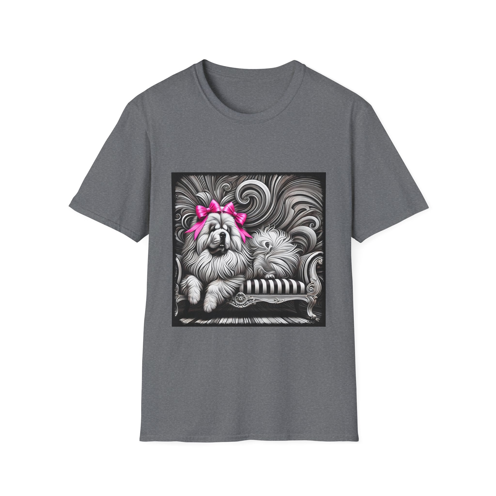 Chow Chow B&W Pink Bow | Unisex Dog T-Shirt