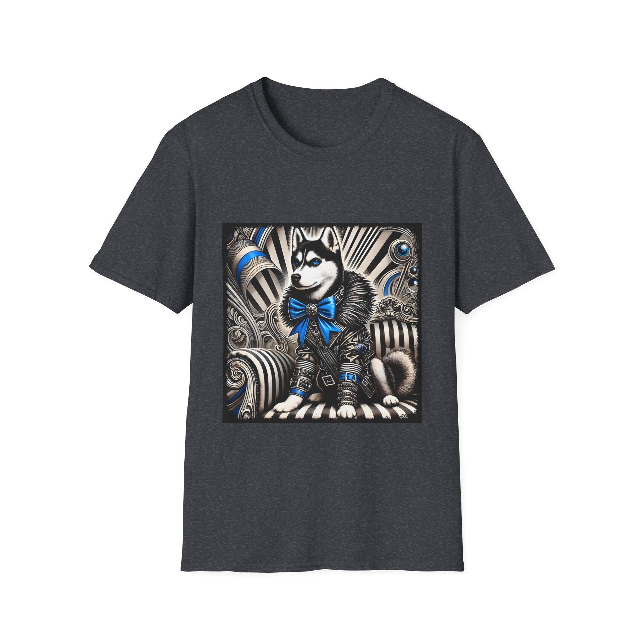 Siberian Husky B&W Blue Bow | Unisex Dog T-Shirt