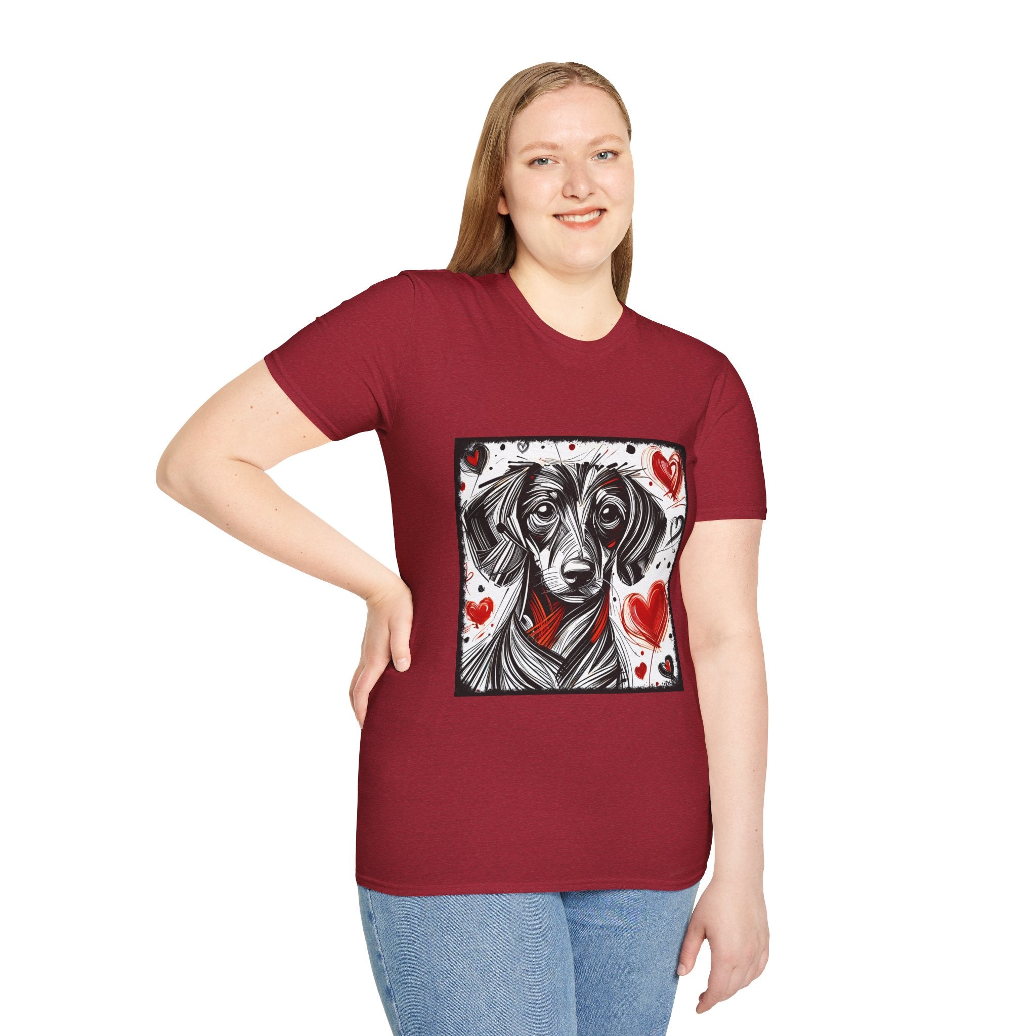 Dachshund Bold Heart Sketch | Unisex Dog T-Shirt