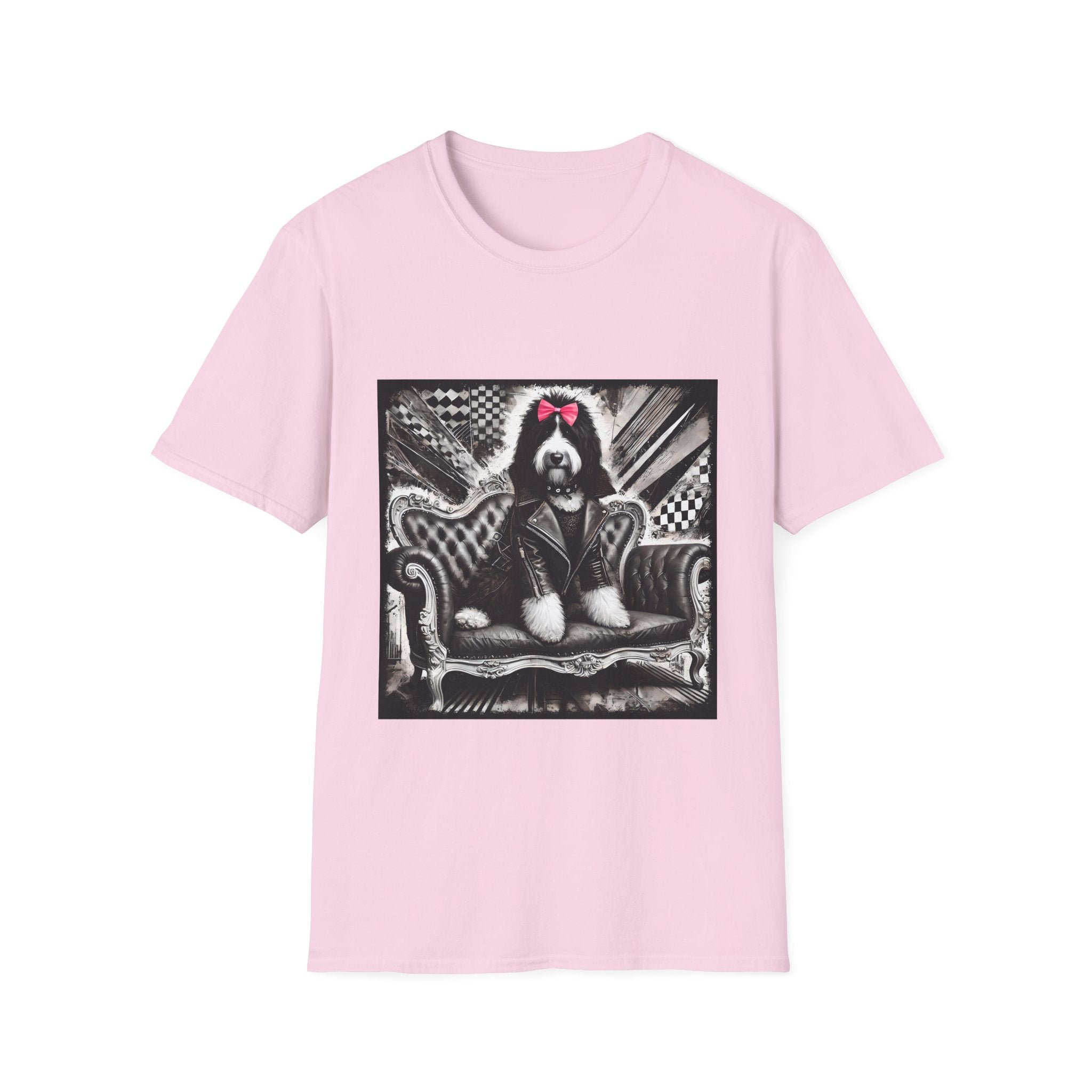 Bernedoodle B&W Pink Bow | Unisex Dog T-Shirt