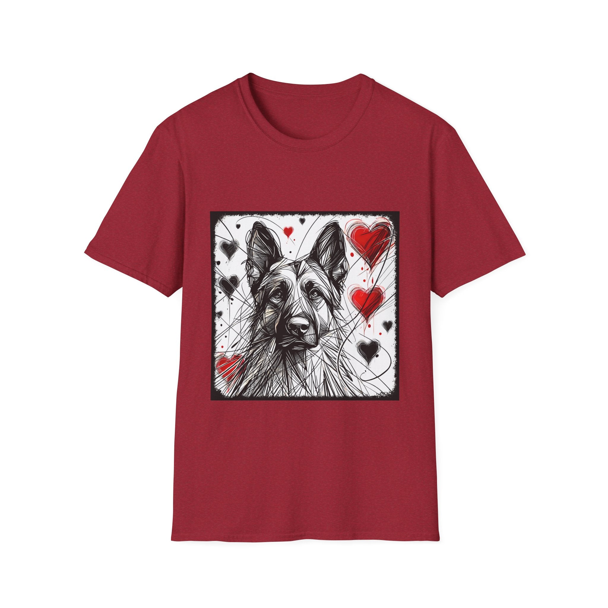 German Shepherd Big Heart Sketch | Unisex Dog T-Shirt