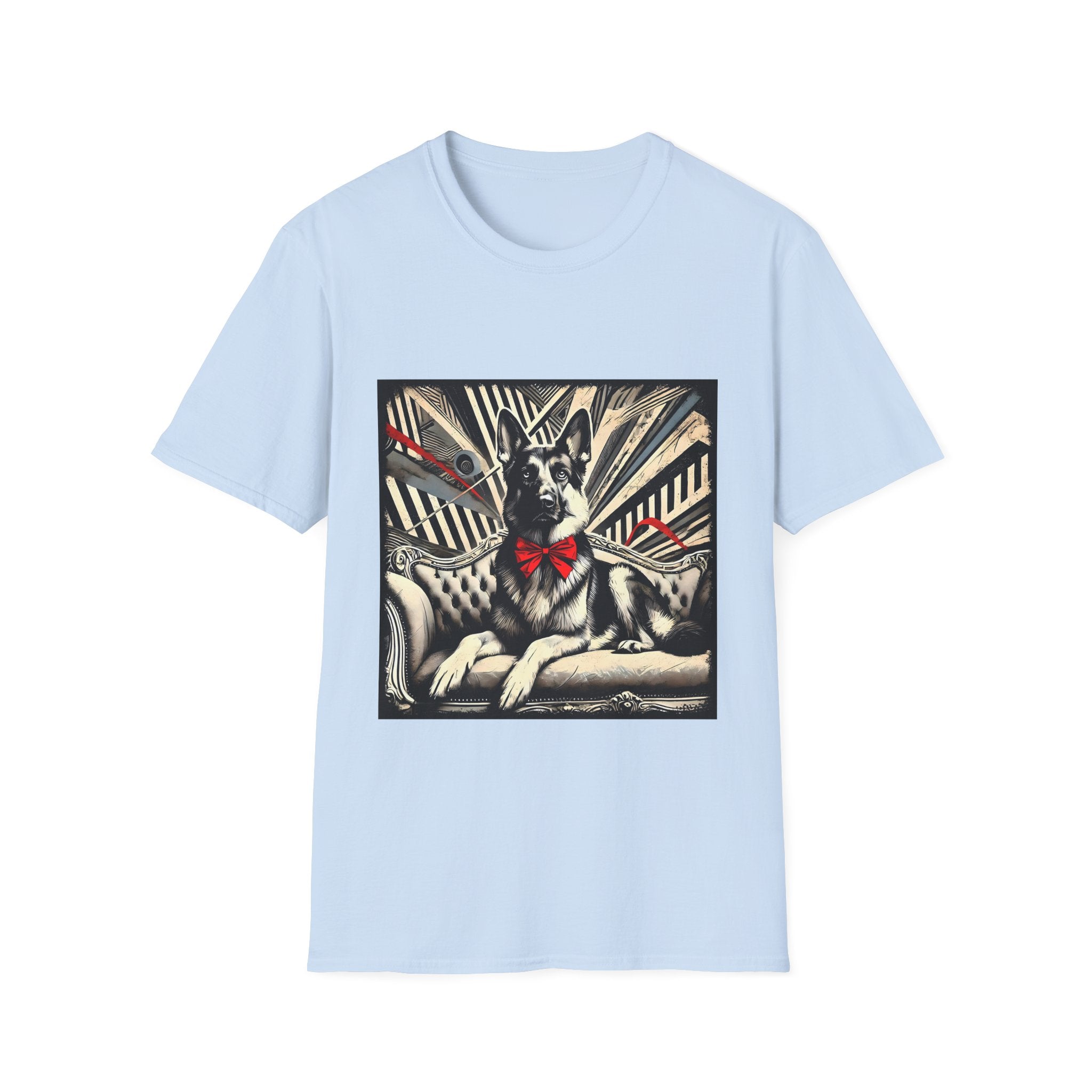 German Shepherd B&W Red Bow | Unisex Dog T-Shirt