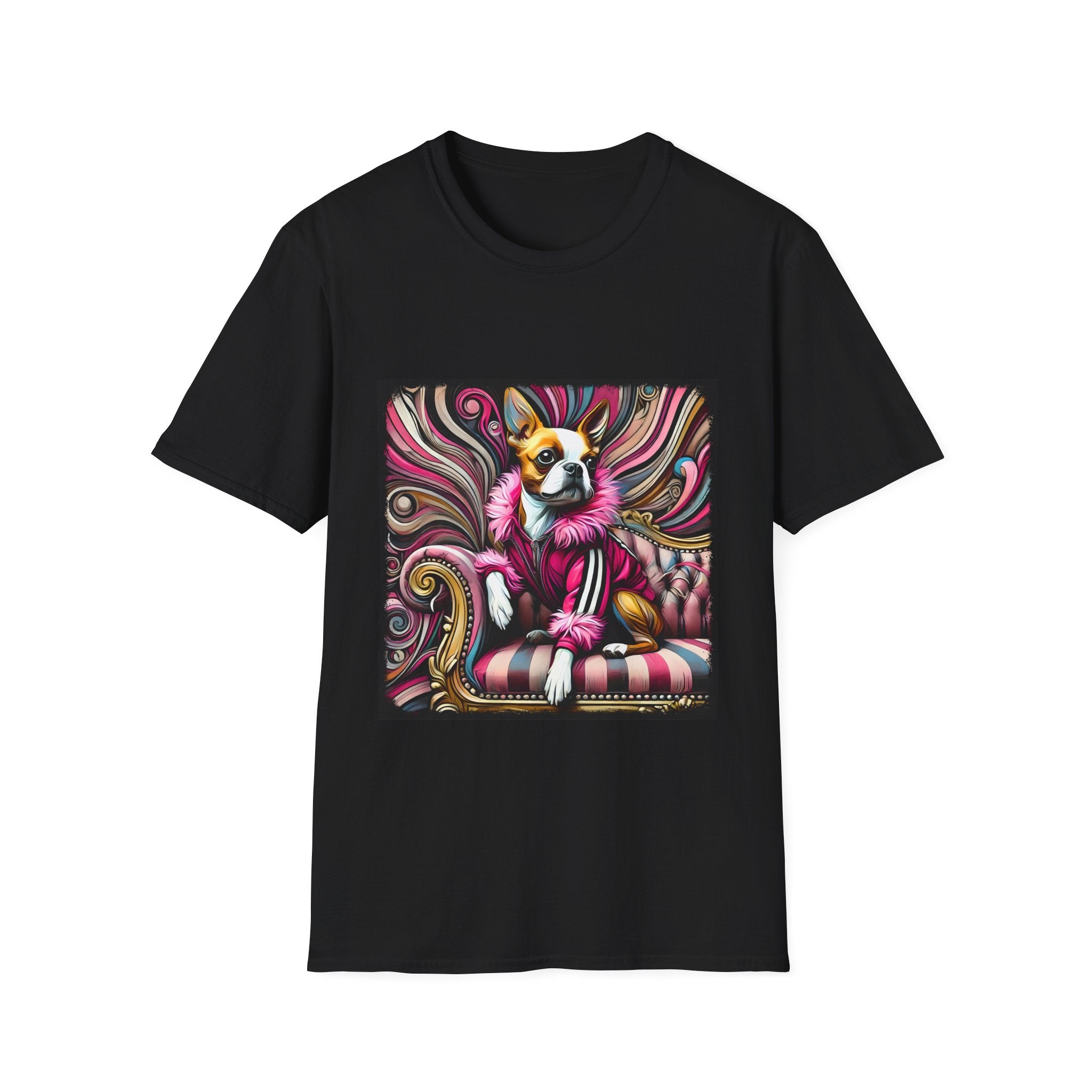 Boston Terrier Pink Rocker | Unisex Dog T-Shirt