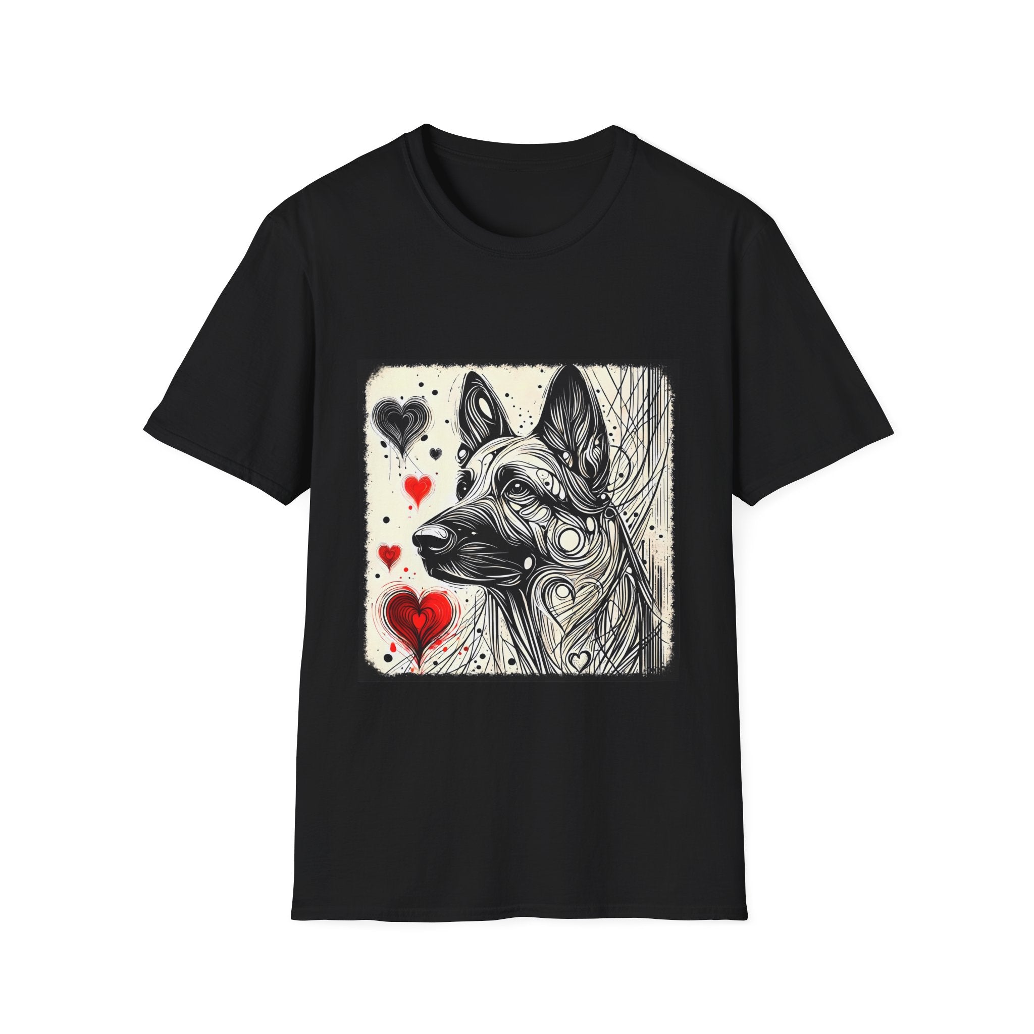 German Shepherd Bold Heart Sketch | Unisex Dog T-Shirt