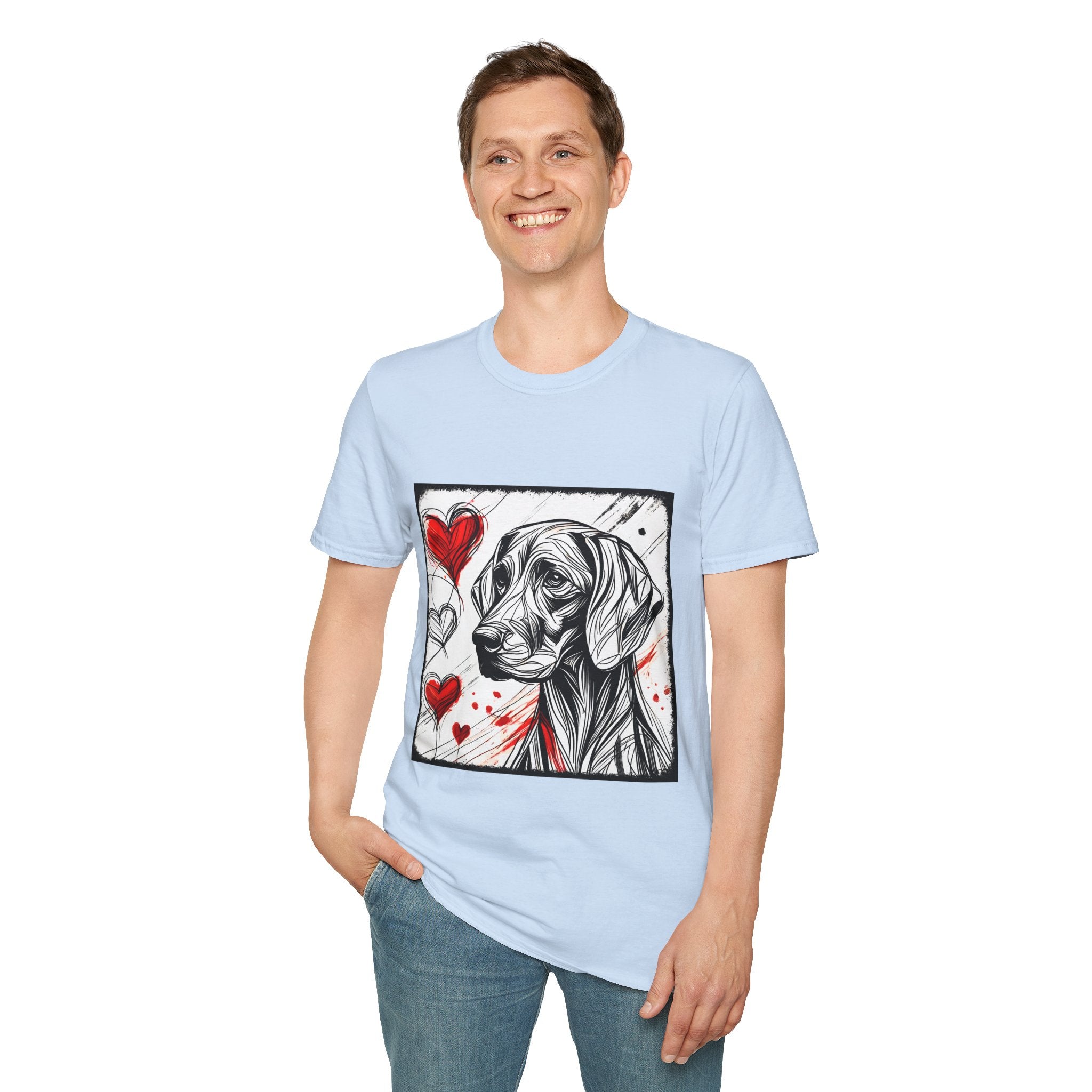 Weimaraner Bold Heart Sketch | Unisex Dog T-Shirt
