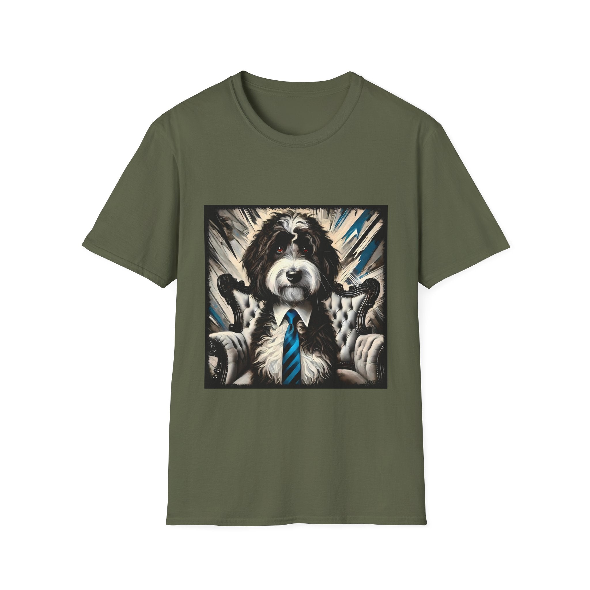 Aussiedoodle B&W Bold Tie | Unisex Dog T-Shirt
