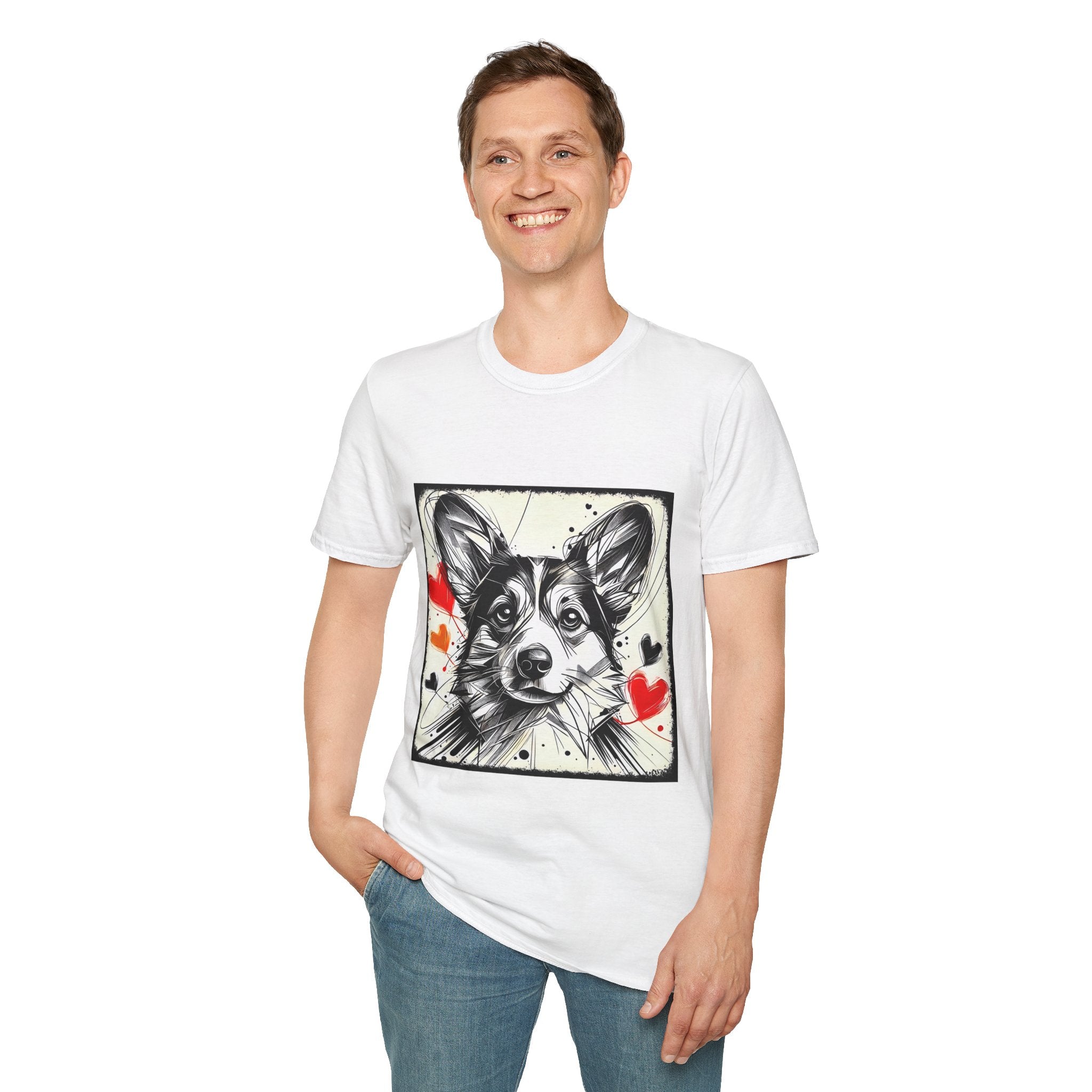 Pembroke Welsh Corgi Bold Heart Sketch | Unisex Dog T-Shirt