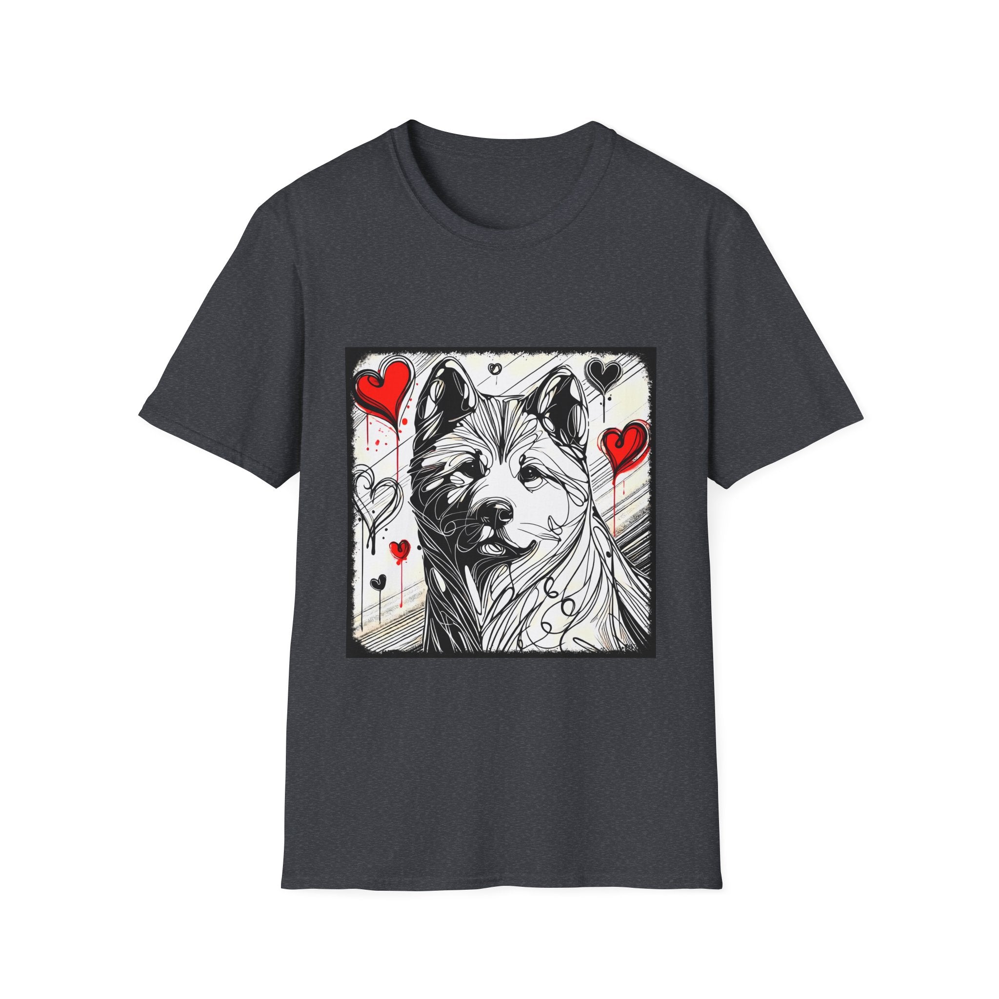 Akita Bold Heart Sketch | Unisex Dog T-Shirt