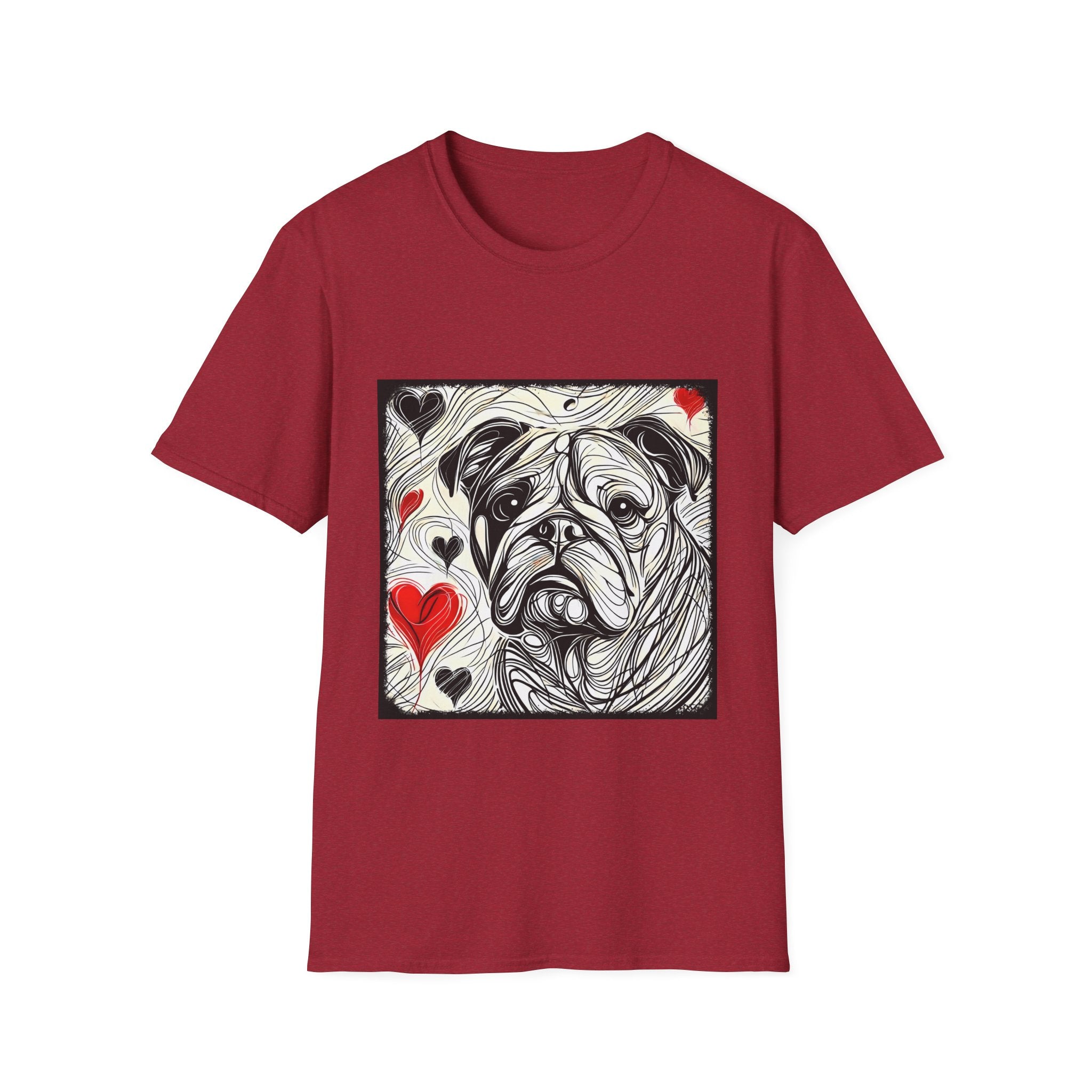 Bulldog Bold Heart Sketch | Unisex Dog T-Shirt