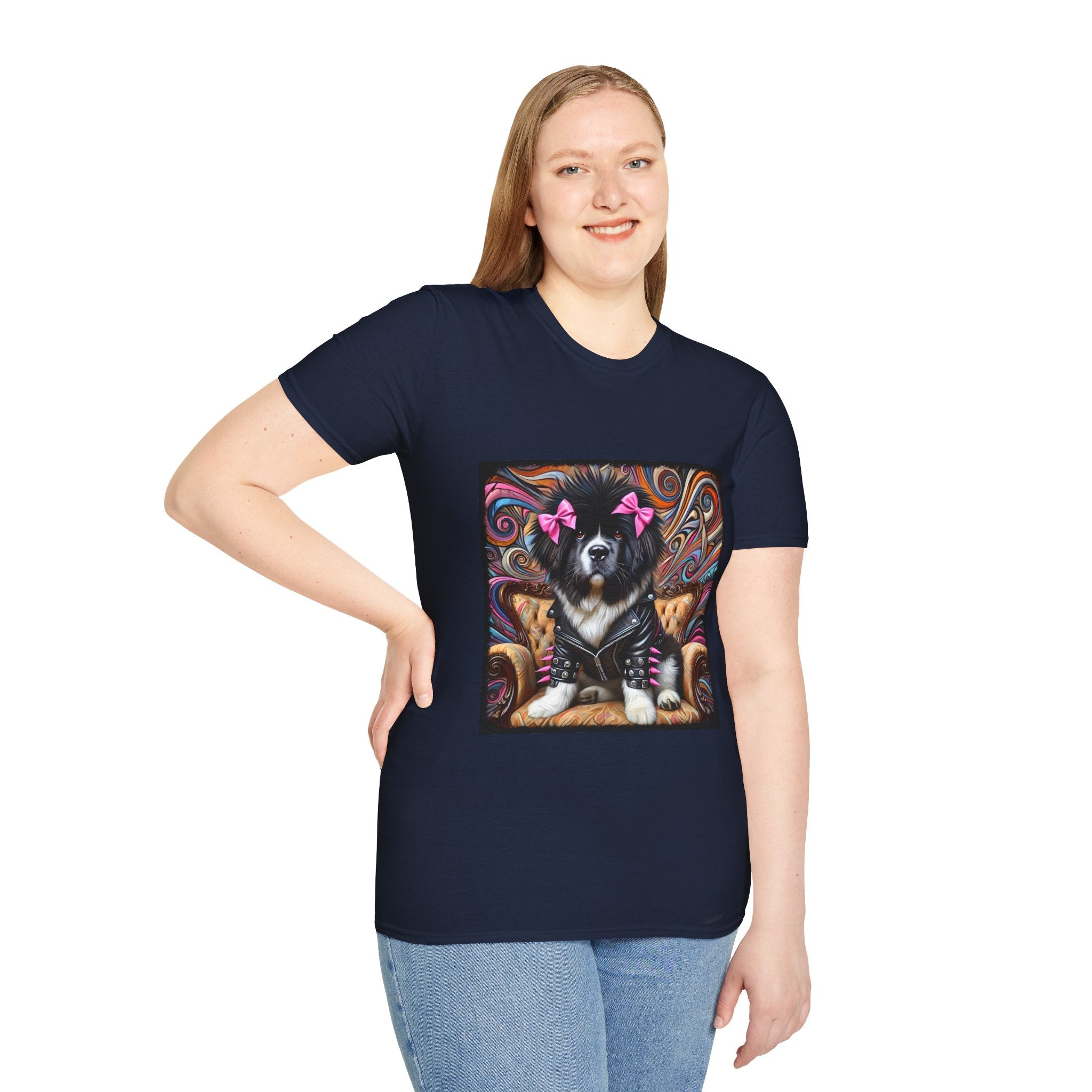 Newfoundland Pink Bow Vivid Rocker | Unisex Dog T-Shirt