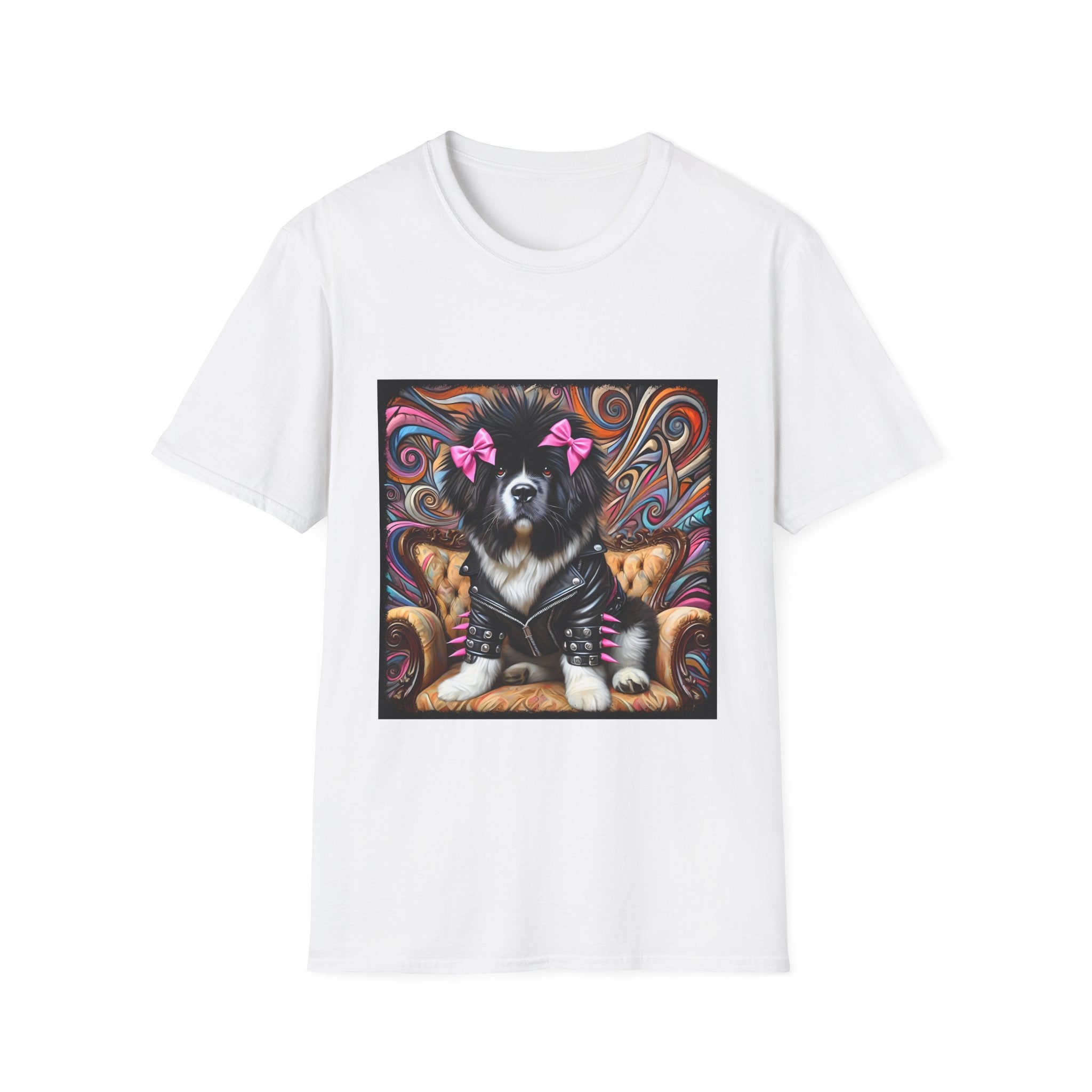 Newfoundland Pink Bow Vivid Rocker | Unisex Dog T-Shirt
