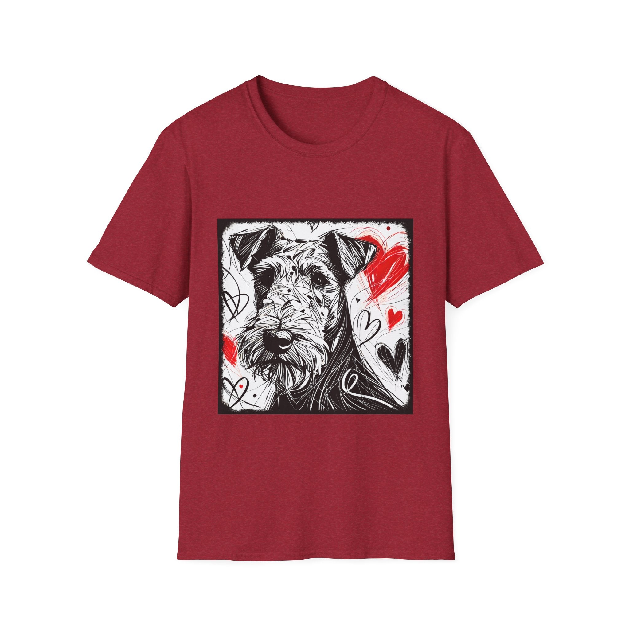 Airedale Terrier Bold Heart Sketch | Unisex Dog T-Shirt