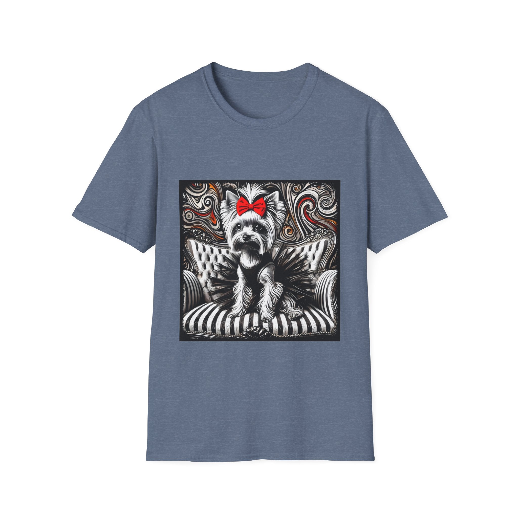 Yorkshire Terrier B&W Red Bow Bold | Unisex Dog T-Shirt