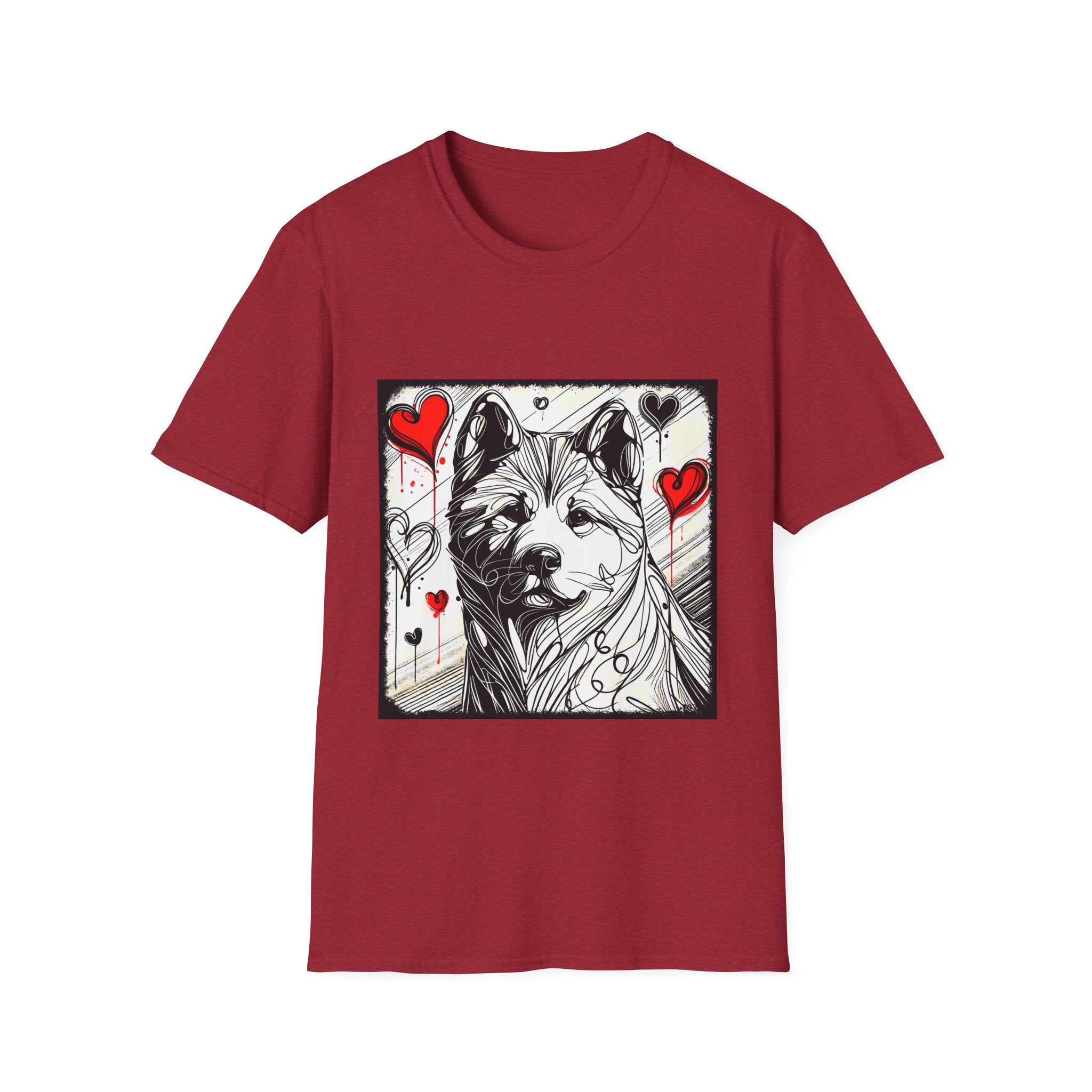 Akita Bold Heart Sketch | Unisex Dog T-Shirt