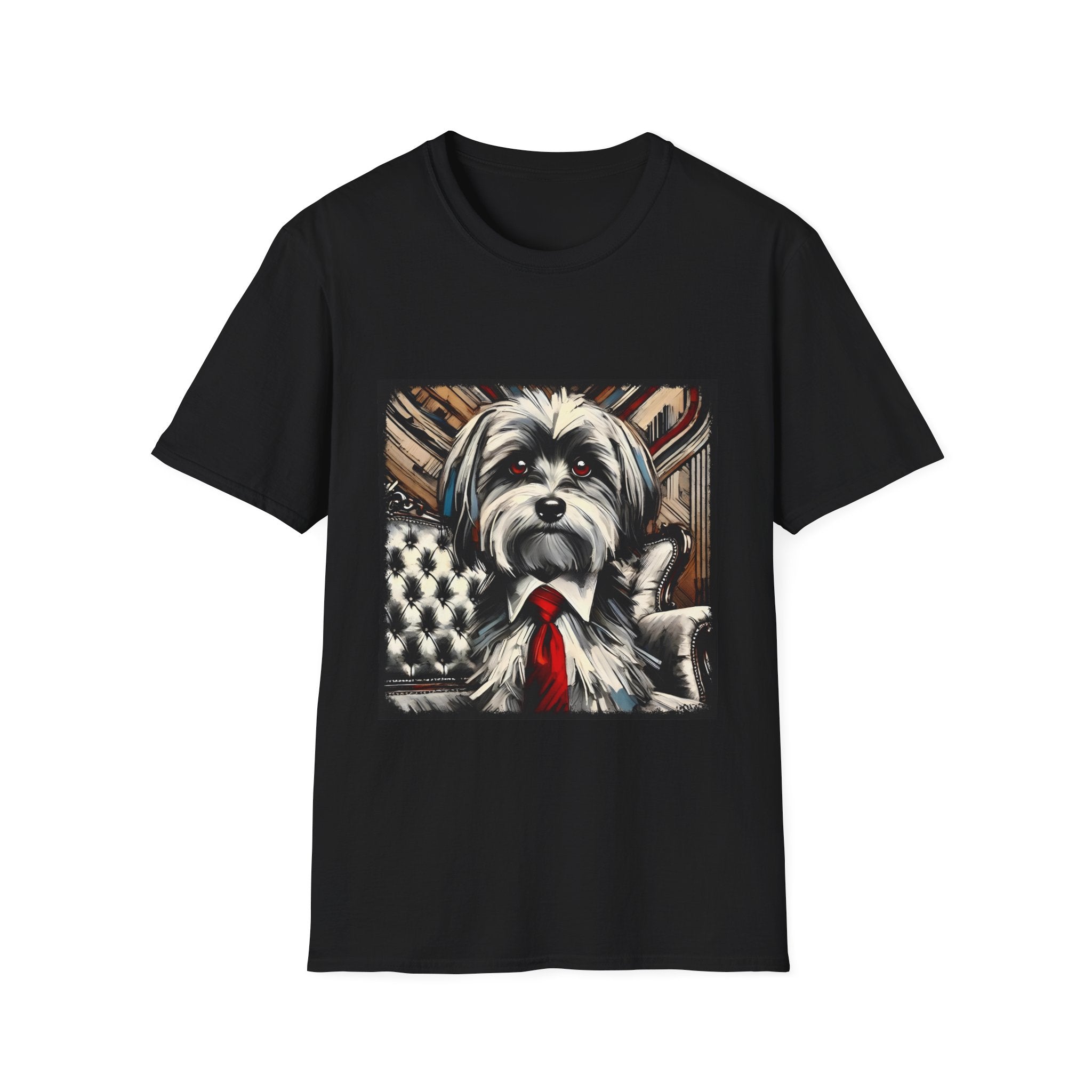 Havanese Portrait Tee “B&W Red Tie” – Unisex Fit