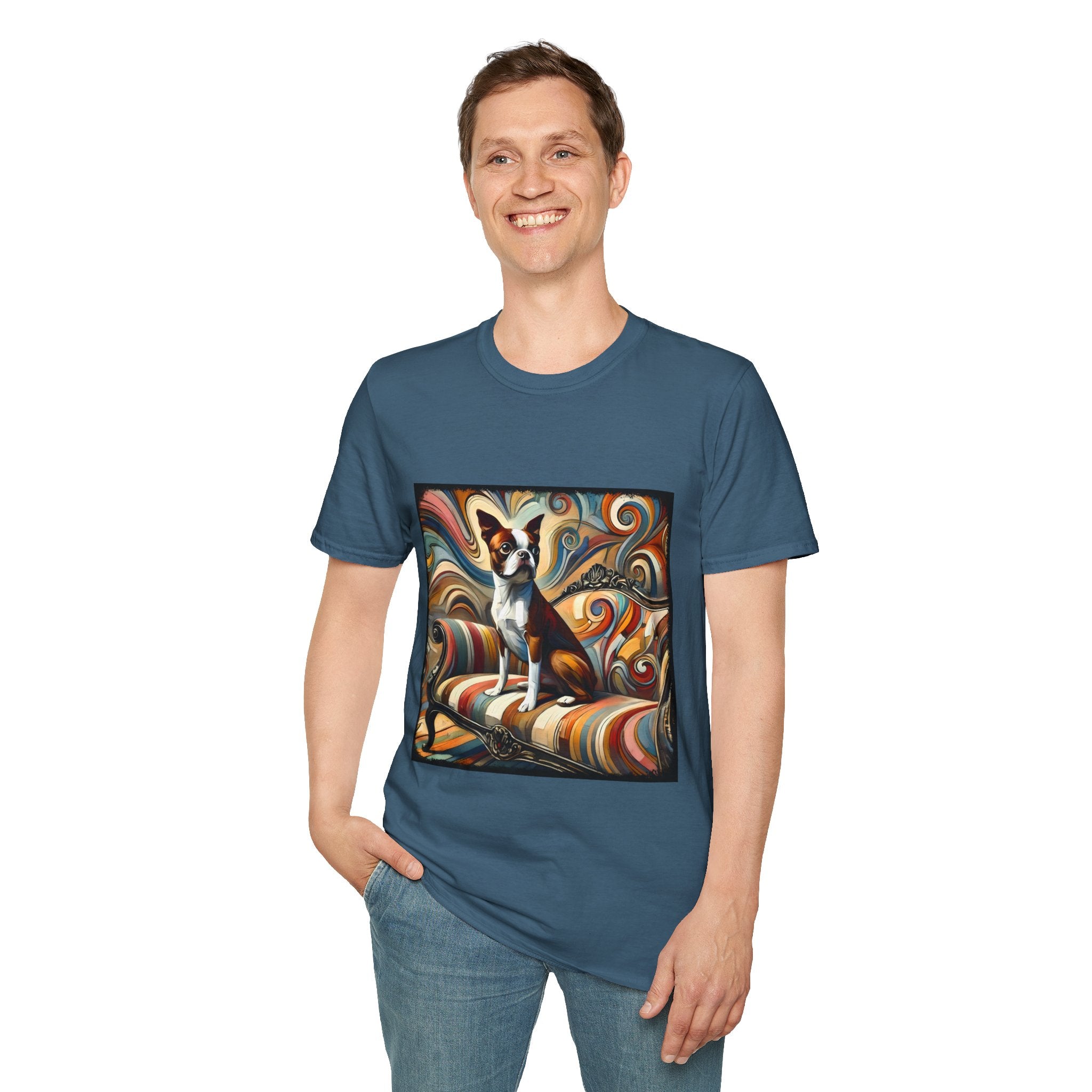 Boston Terrier Warm Swirl | Unisex Dog T-Shirt