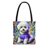 Bichon Frise Electric Swirl | Dog Themed Tote Bag