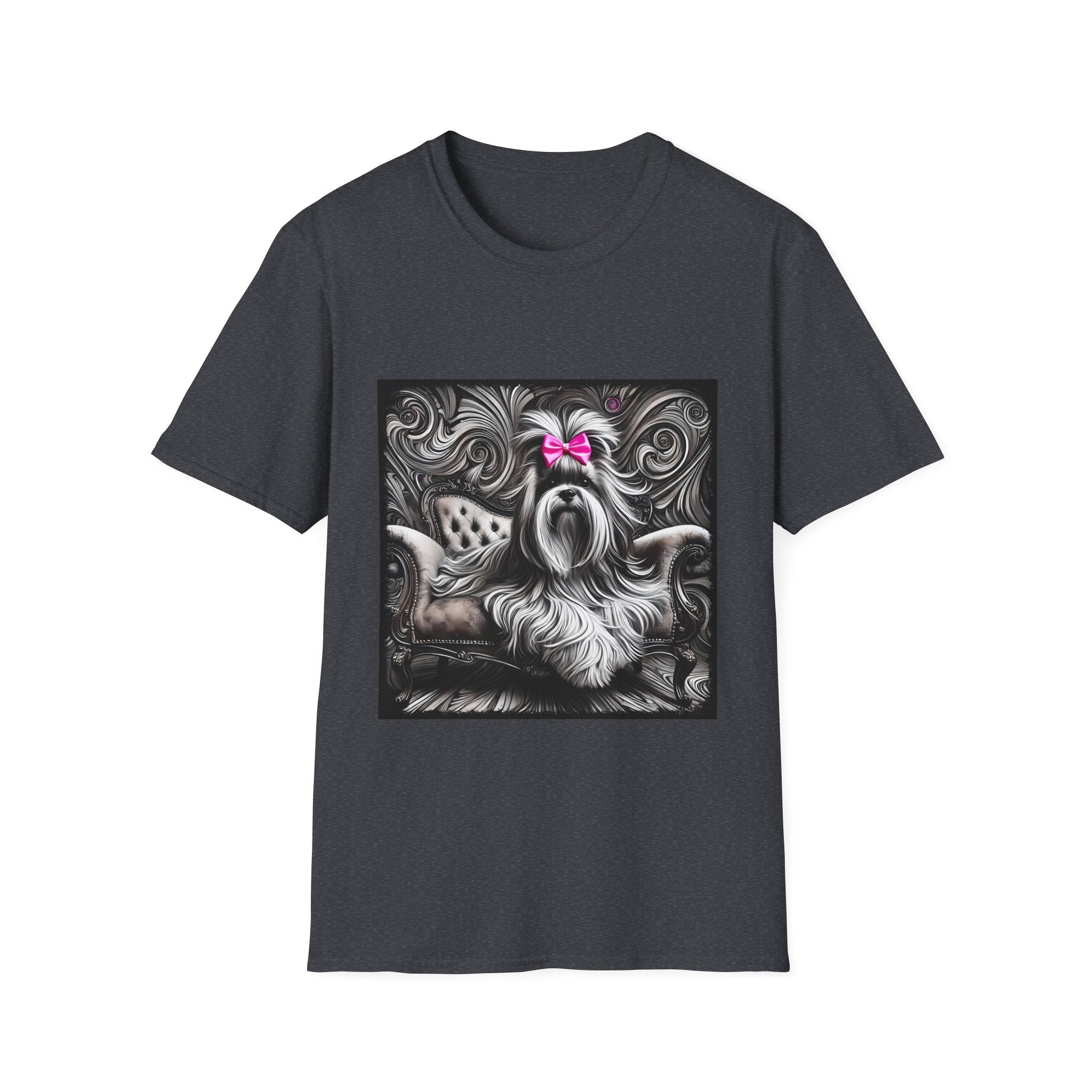 Lhasa Apso B&W Pink Bow | Unisex Dog T-Shirt