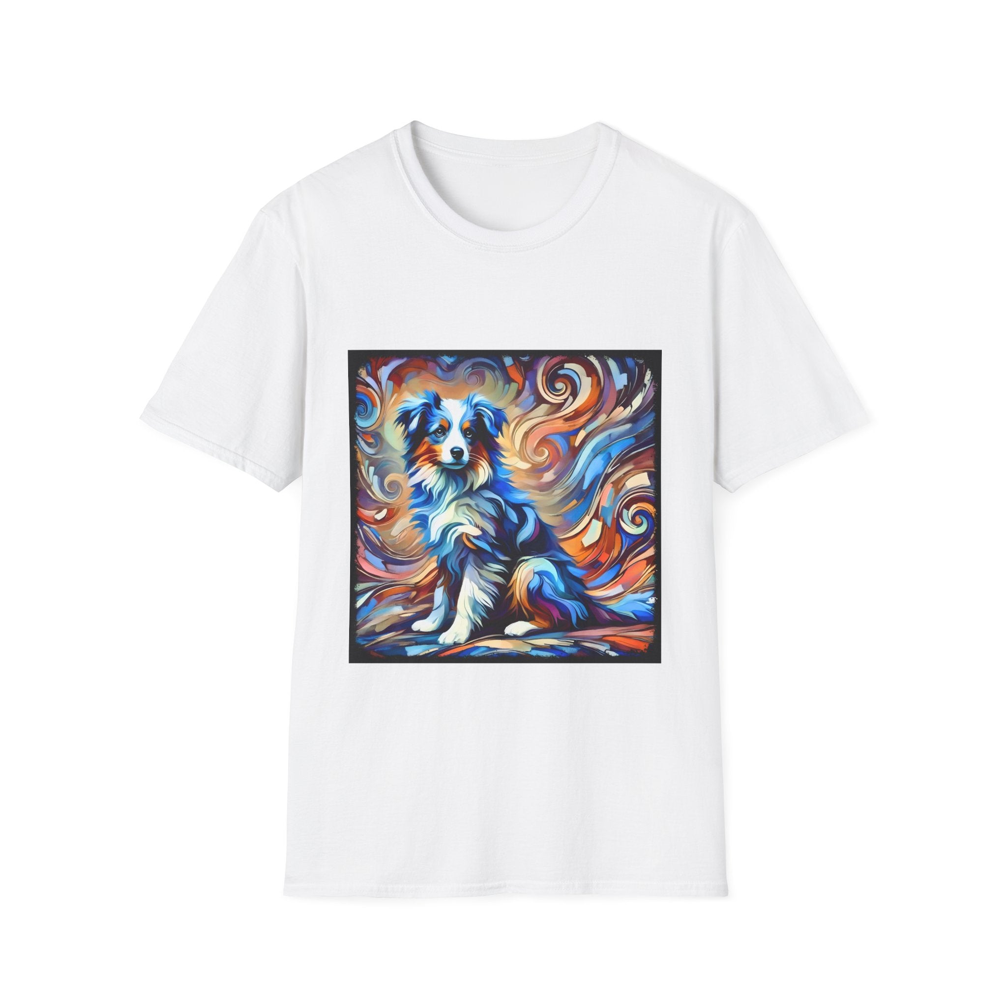 Miniature American Shepherd Blue Merle Swirl | Unisex Softstyle T-Shirt
