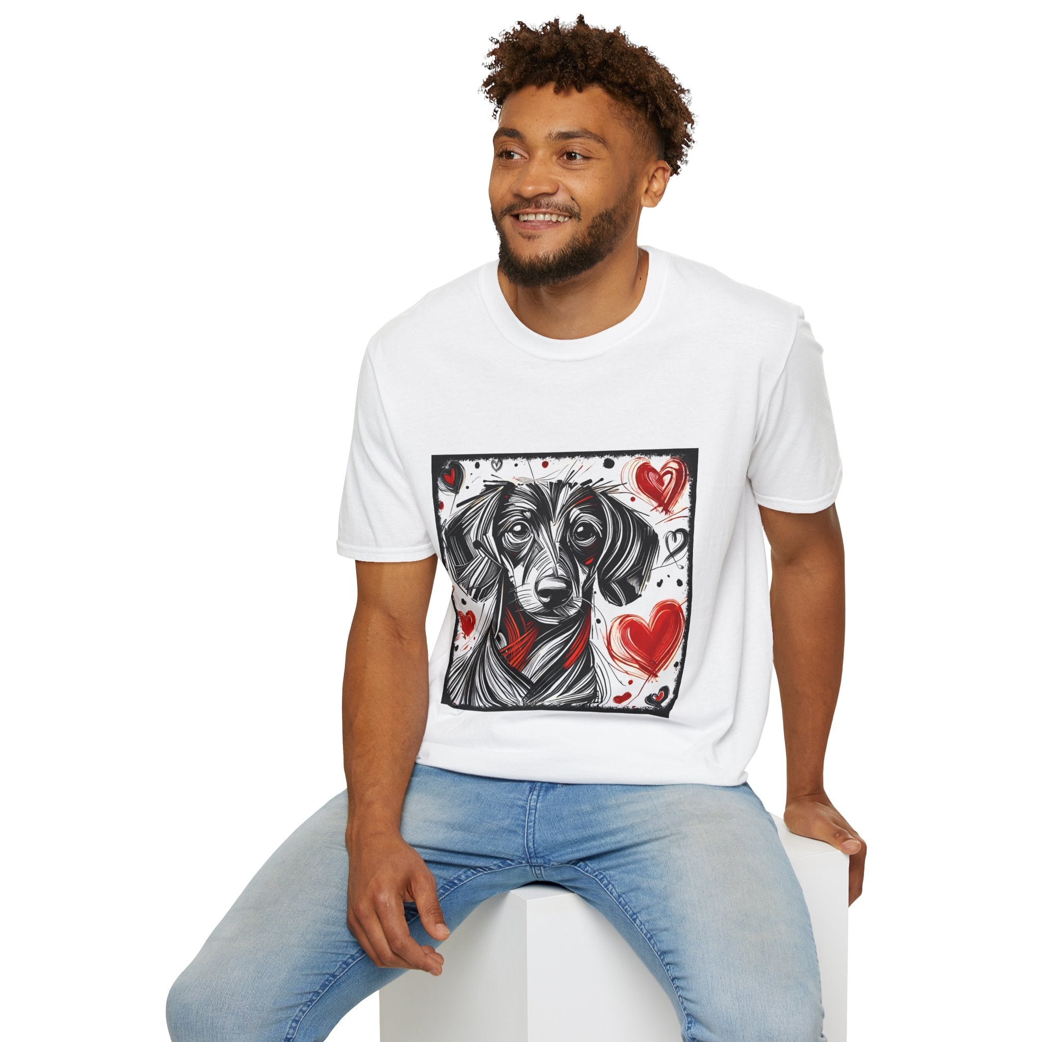 Dachshund Bold Heart Sketch | Unisex Dog T-Shirt