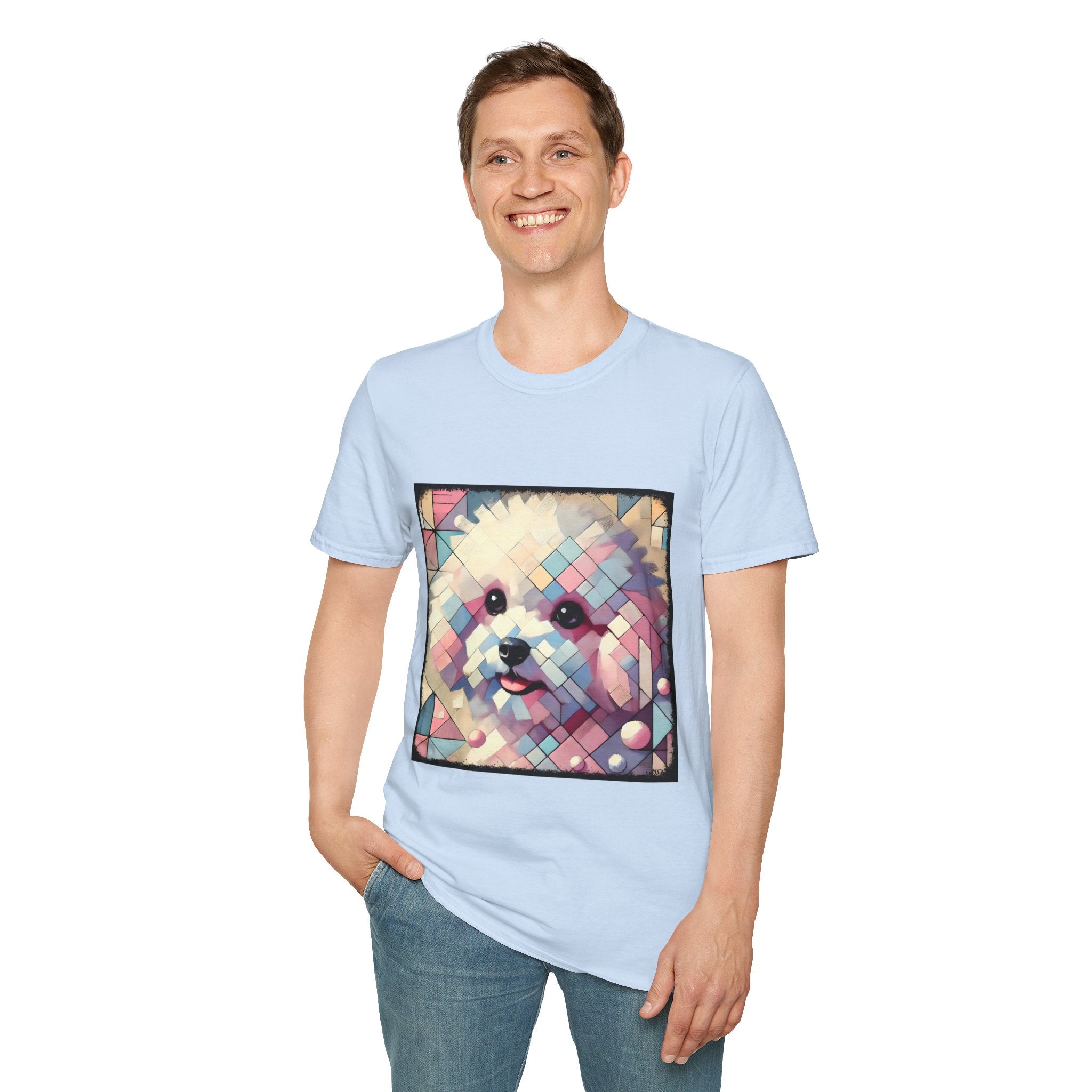 Bichon Frise Pastel Geometric | Unisex Dog T-Shirt