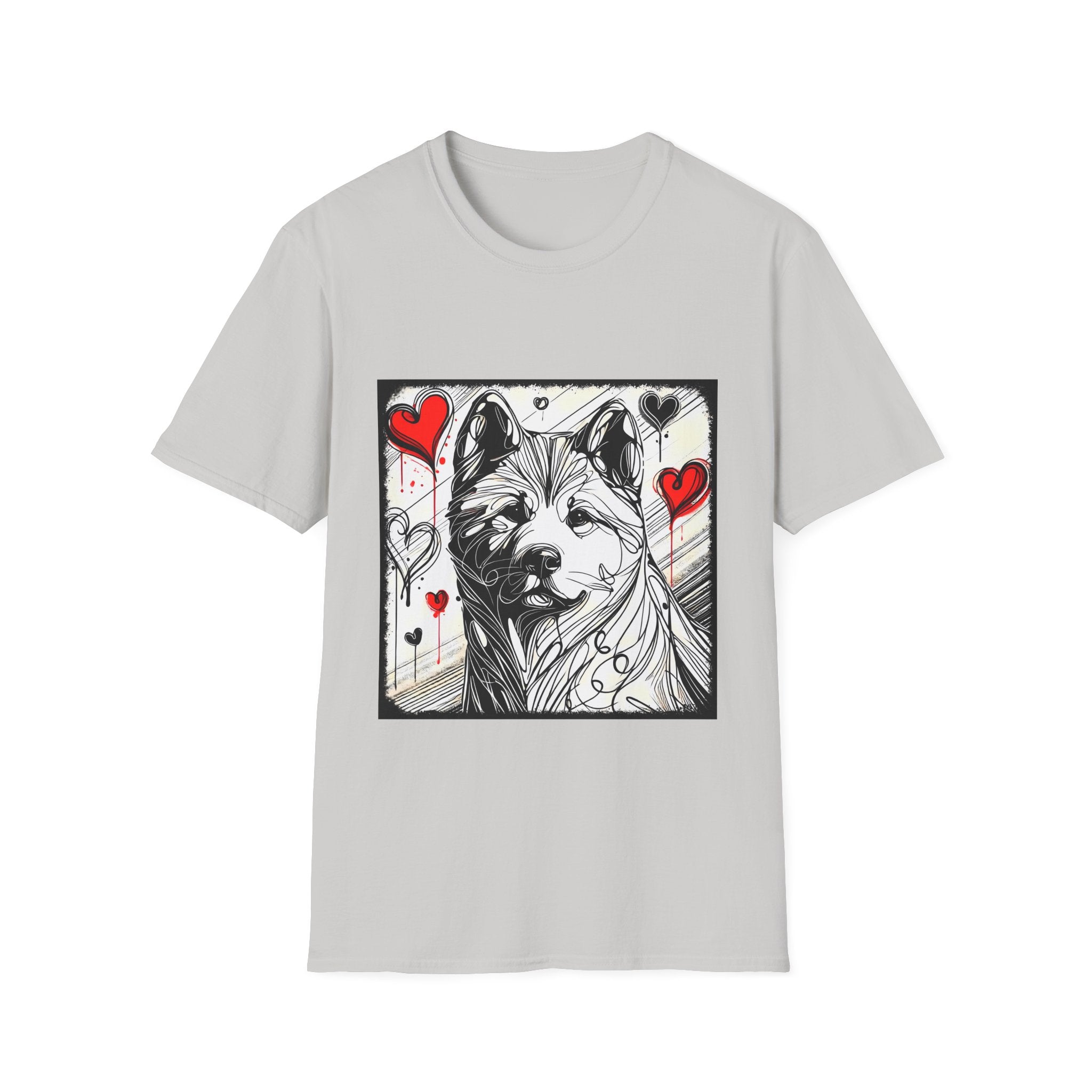 Akita Bold Heart Sketch | Unisex Dog T-Shirt