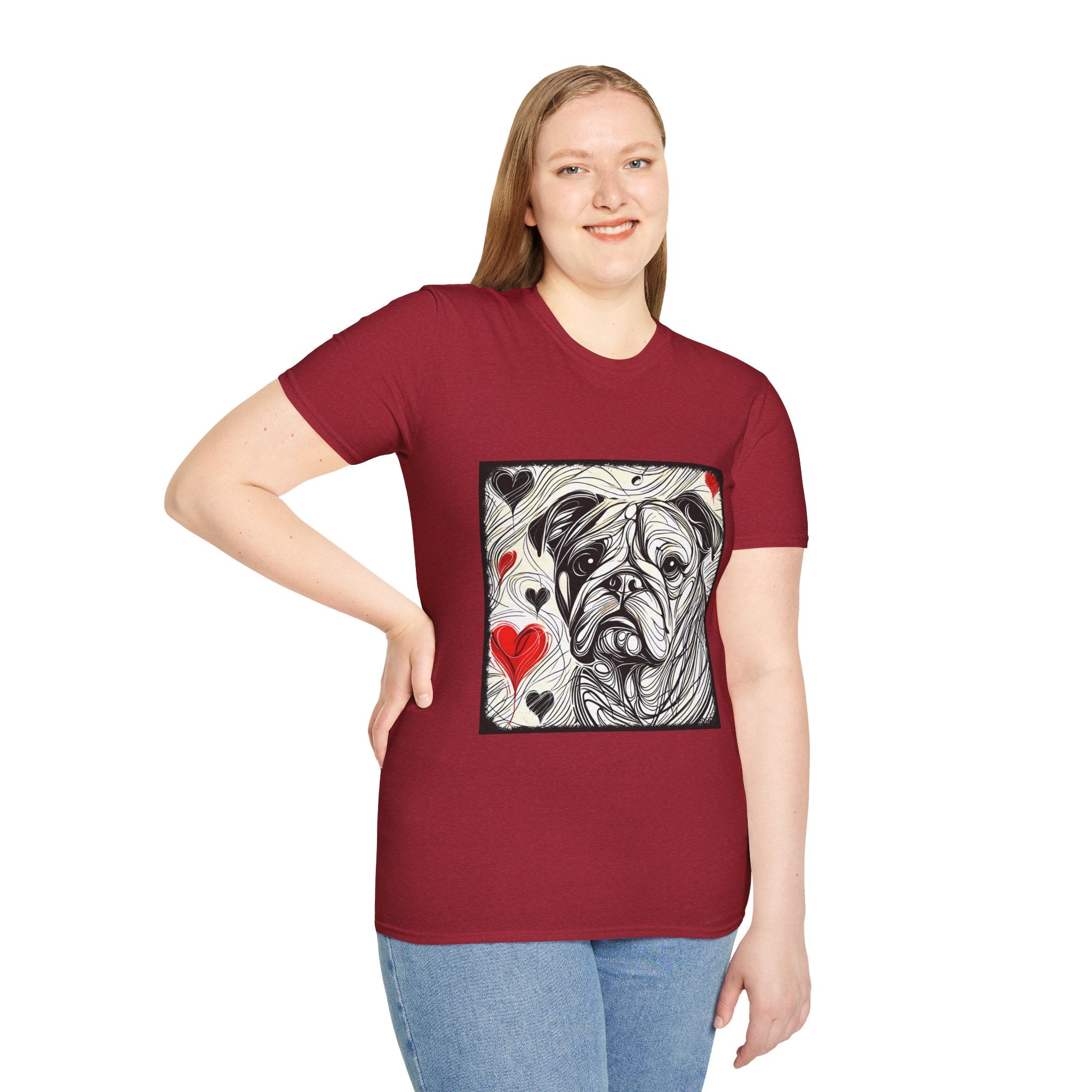 Bulldog Bold Heart Sketch | Unisex Dog T-Shirt