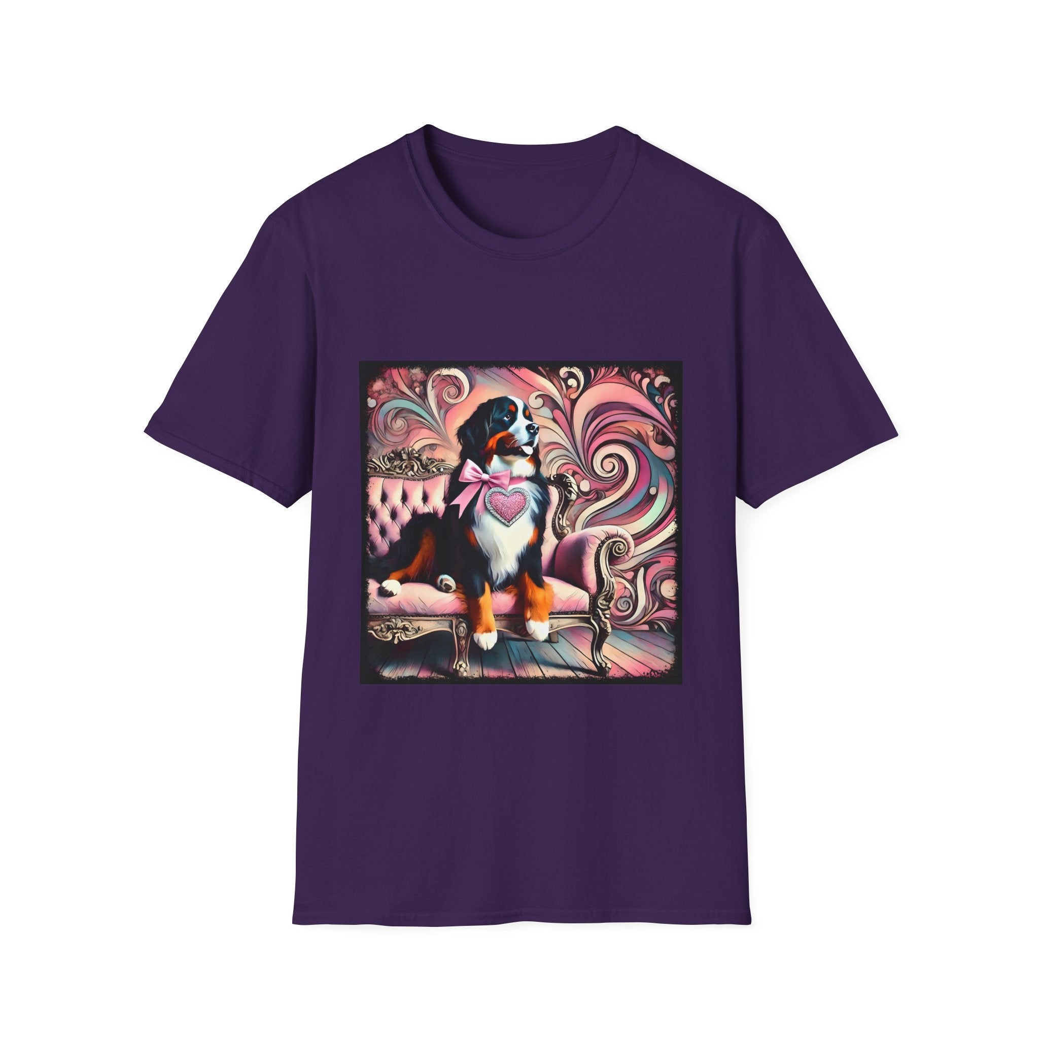 Bernese Mountain Dog Pink Swirl | Unisex Dog T-Shirt
