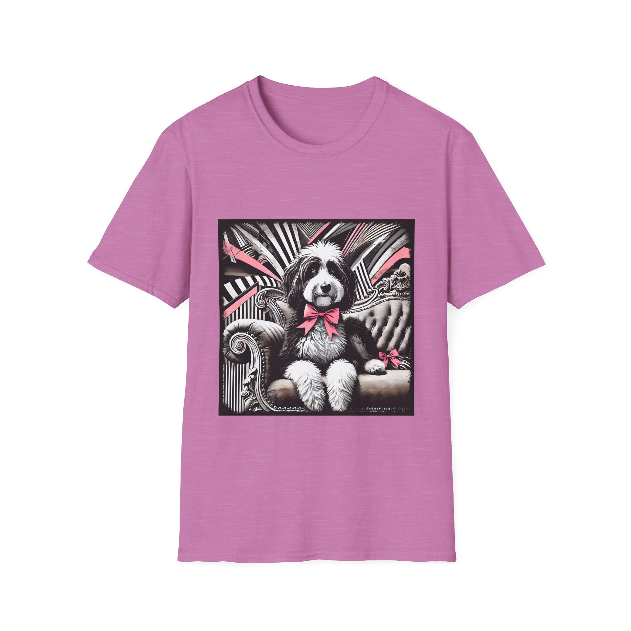 Bernedoodle B&W Pink Bow| Unisex Dog T-Shirt