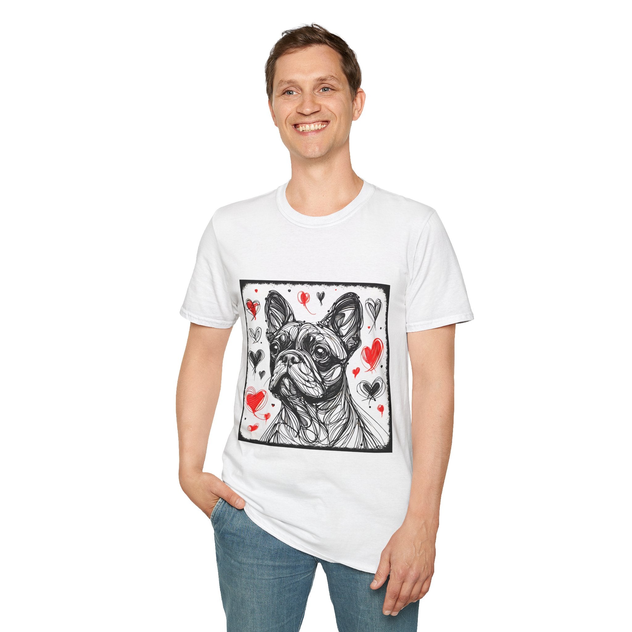 French bulldog Bold Heart Sketch | Unisex Dog T-Shirt