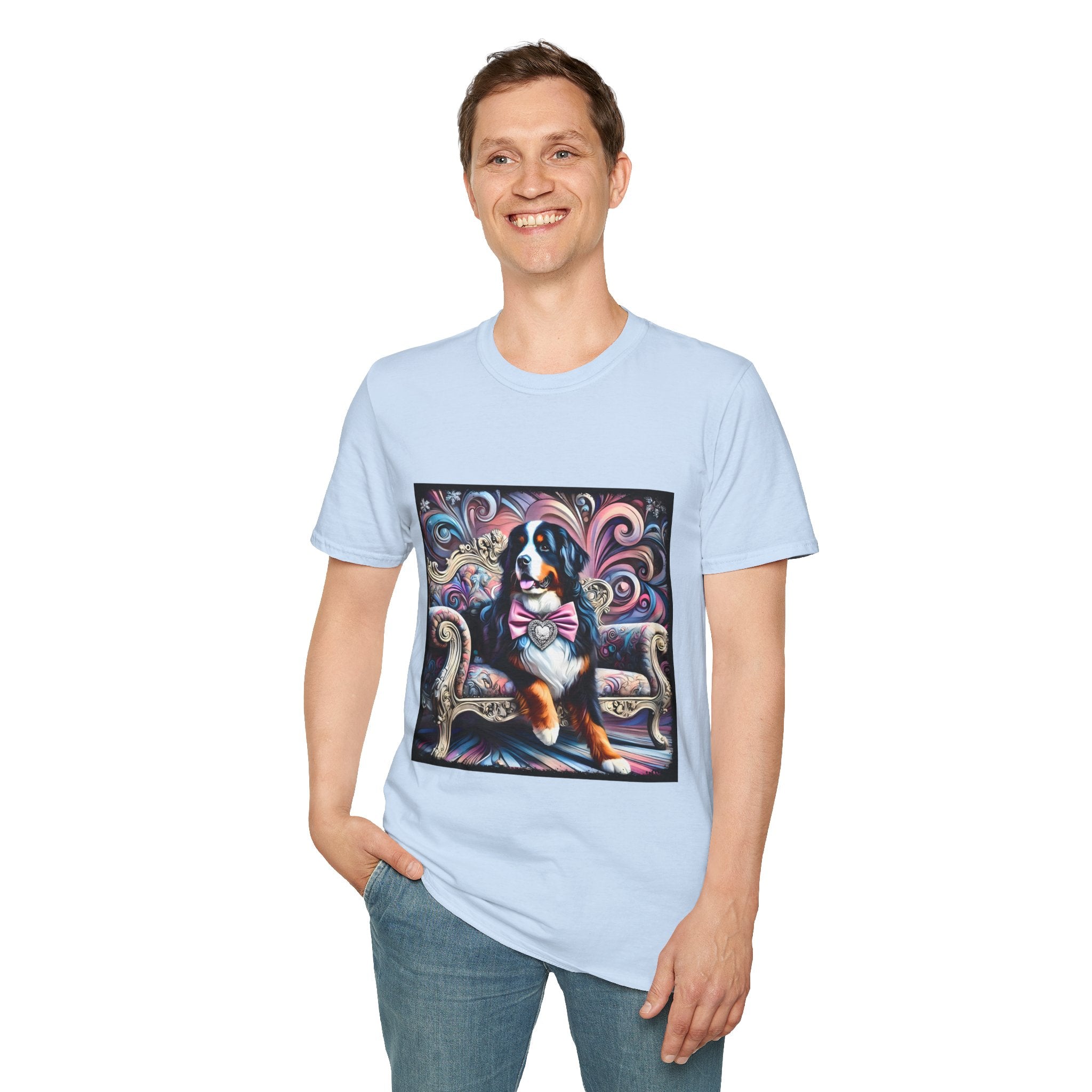 Bernese Mountain Dog Purple Diamond Vivid Swirl | Unisex Dog T-Shirt