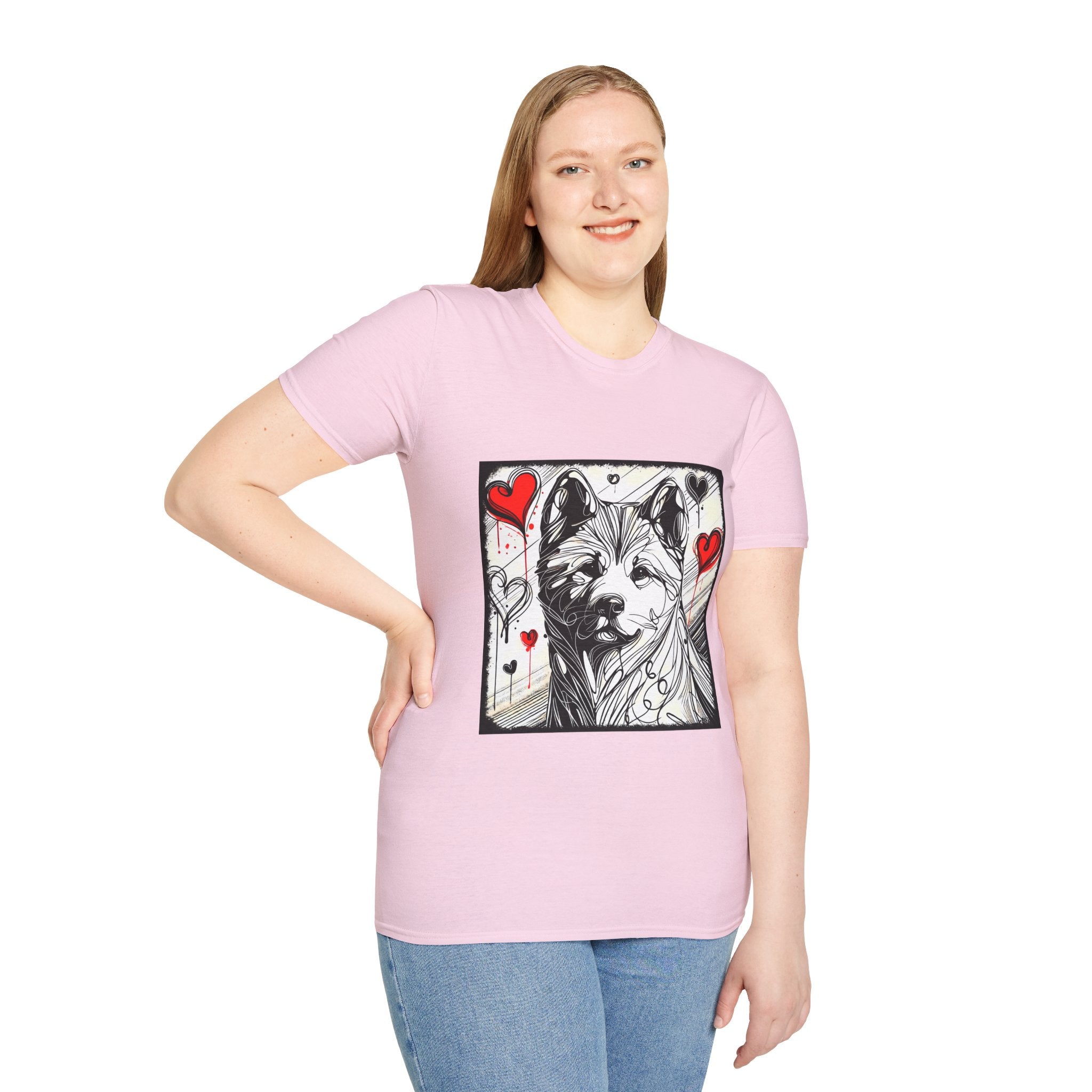 Akita Bold Heart Sketch | Unisex Dog T-Shirt