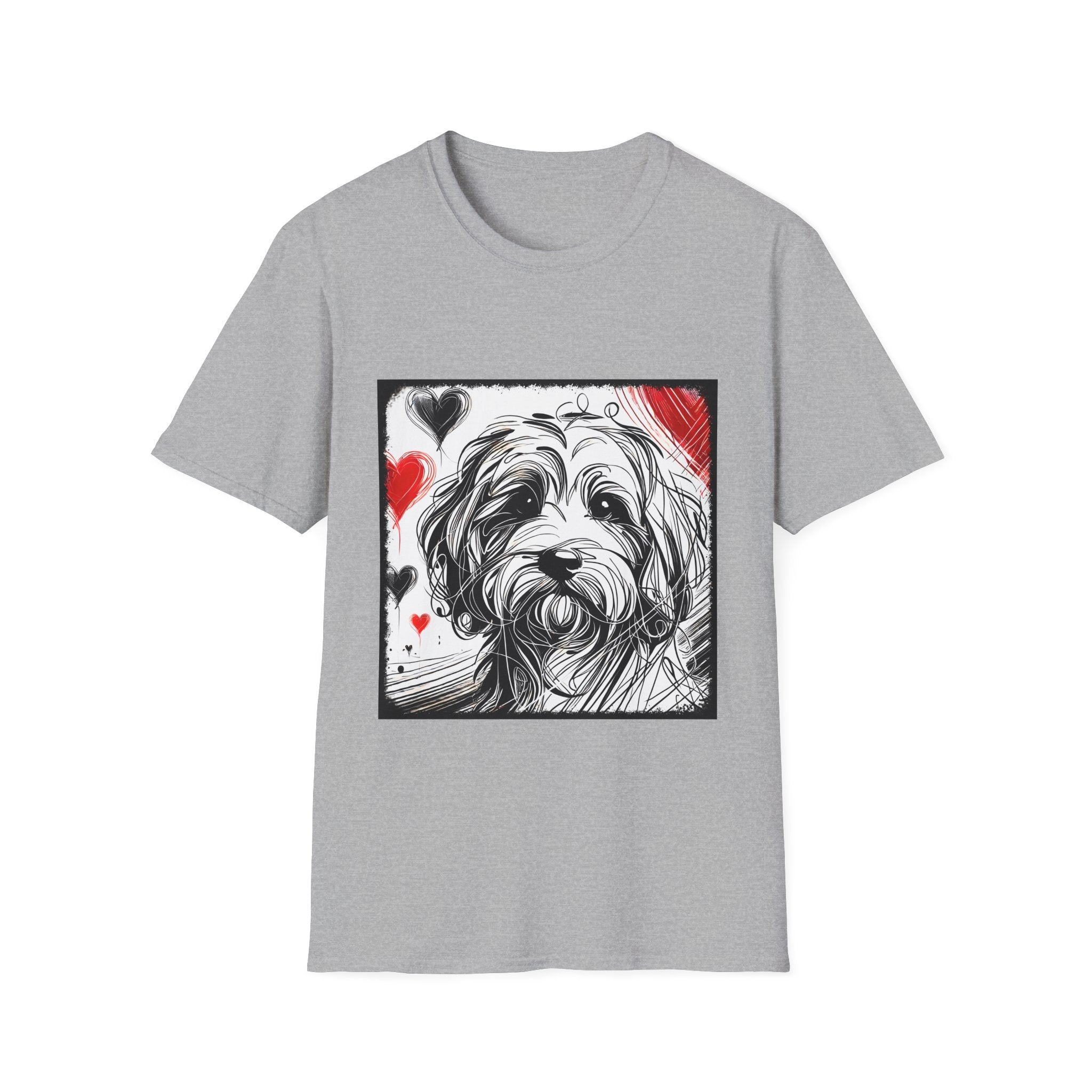 Cavapoo Bold Heart Sketch | Unisex Dog T-Shirt