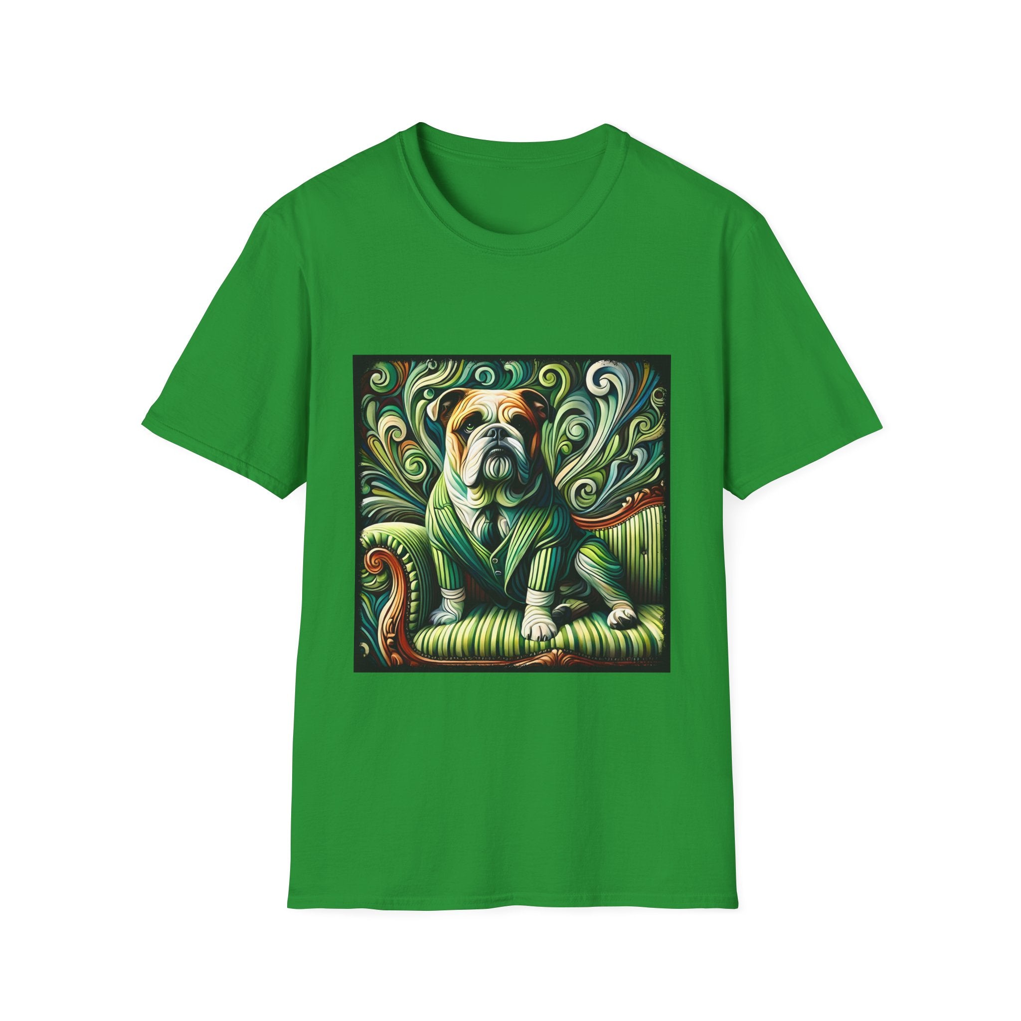Bulldog Green Swirl | Unisex Dog T-Shirt