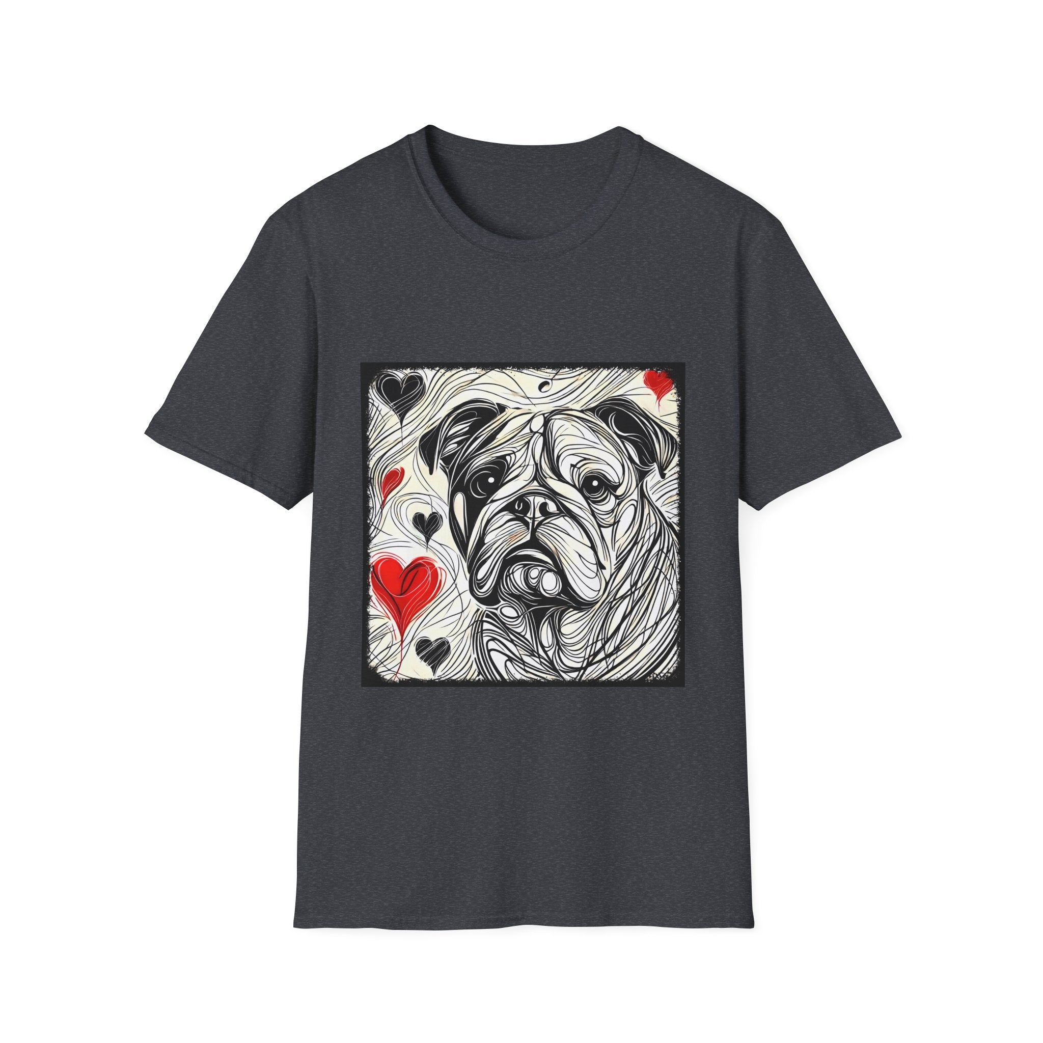 Bulldog Bold Heart Sketch | Unisex Dog T-Shirt