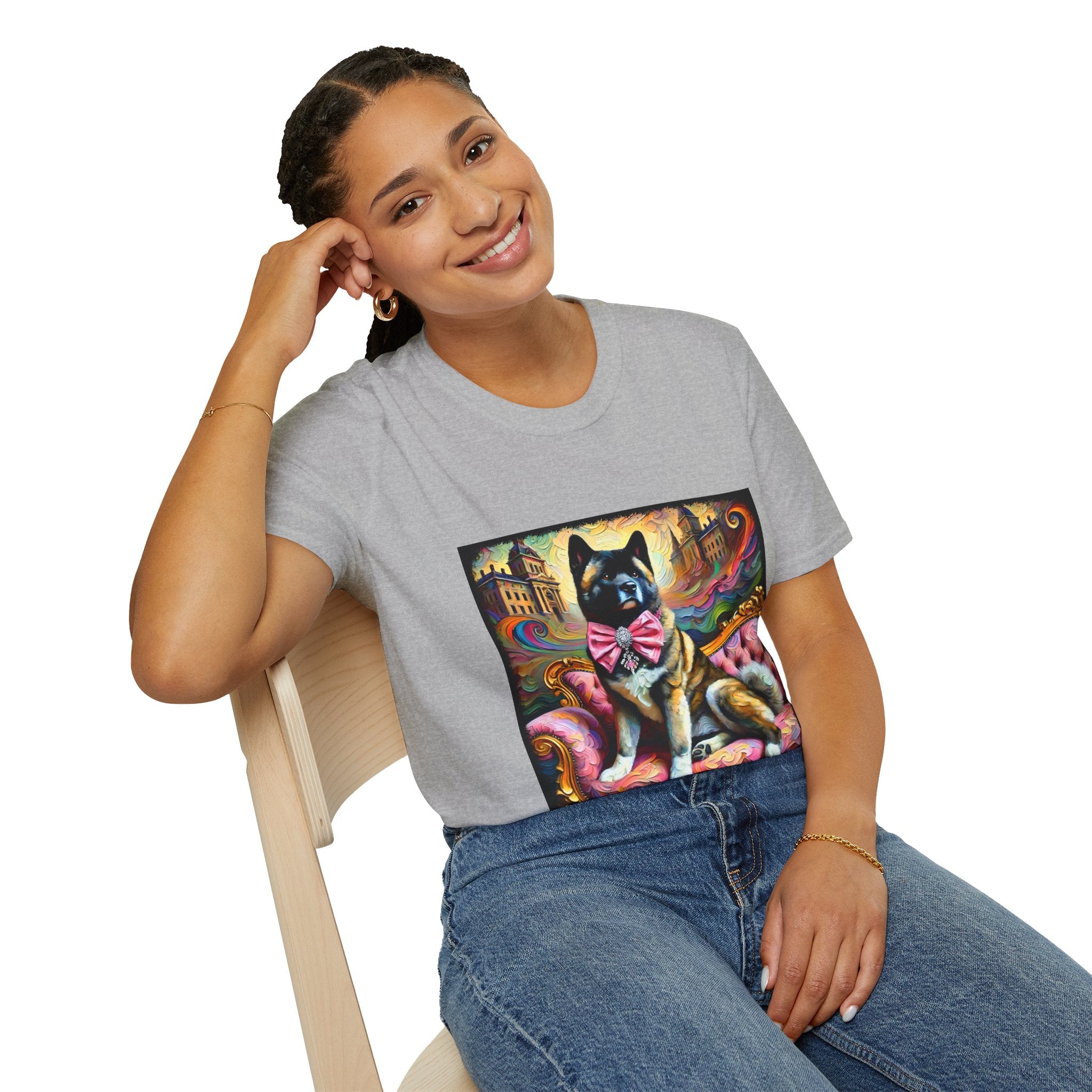 Akita Diamond Bow Classic | Unisex Dog T-Shirt