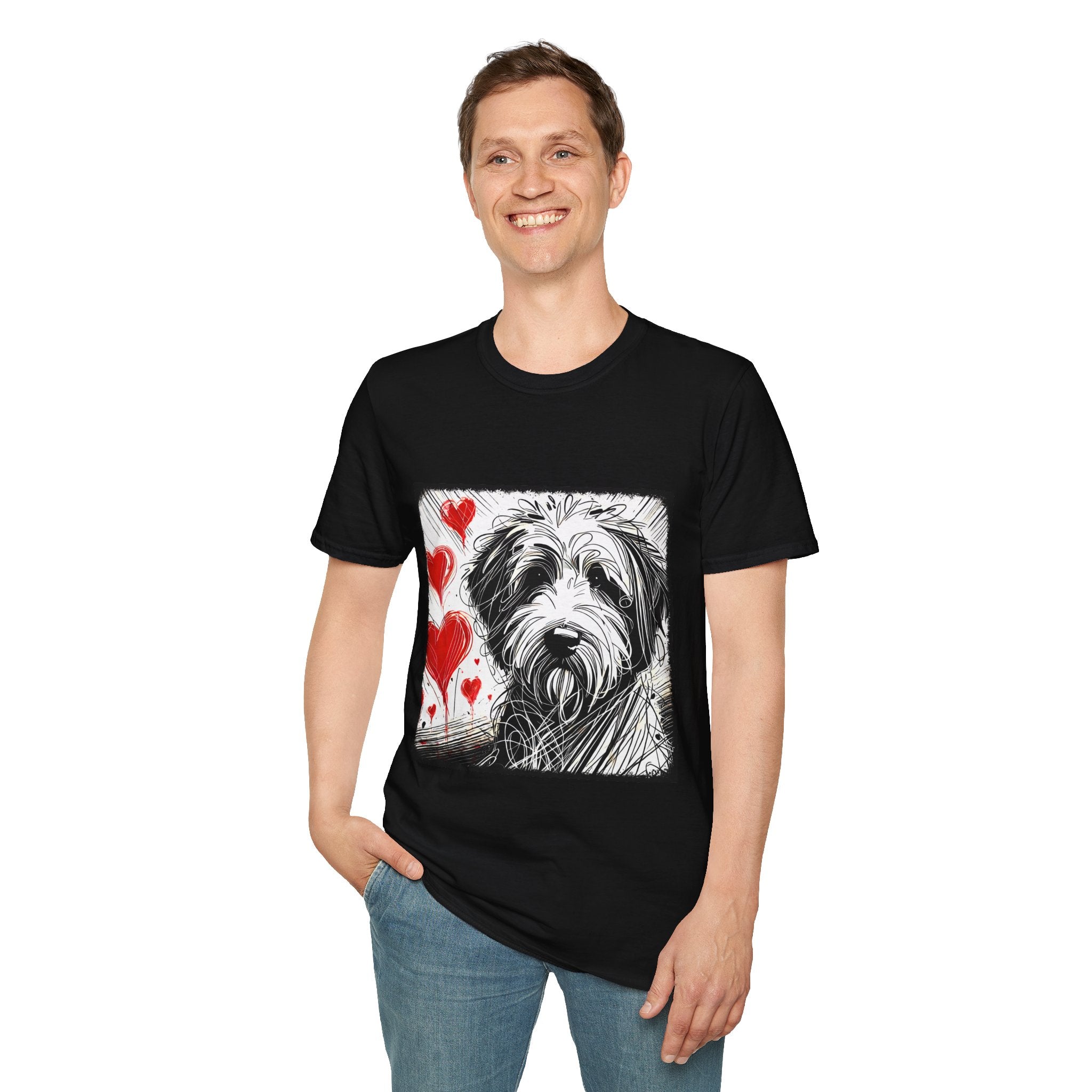 Sheepadoodle Bold Heart Sketch | Unisex Dog T-Shirt