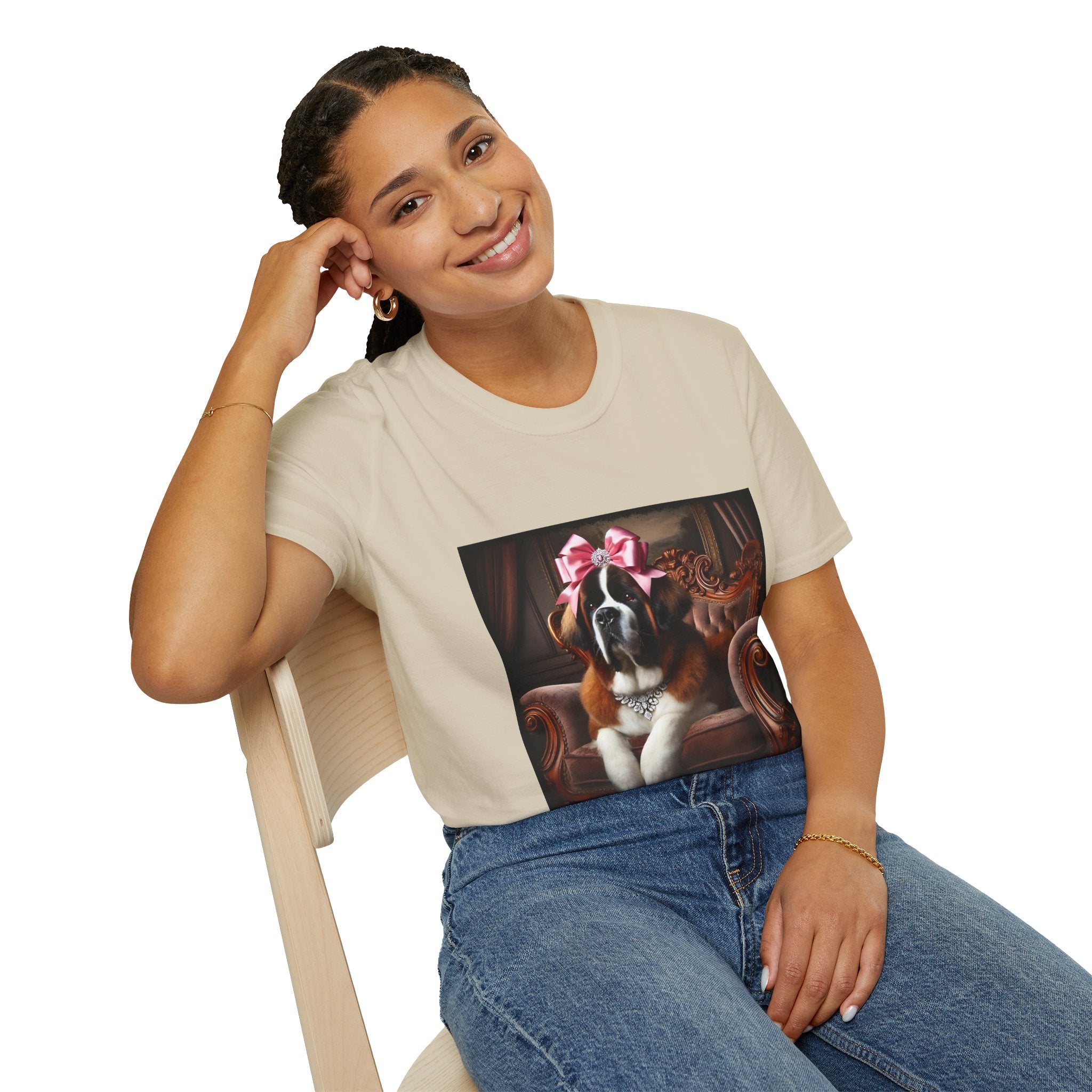 Saint Bernard Pink Bow Princess | Unisex Dog T-Shirt