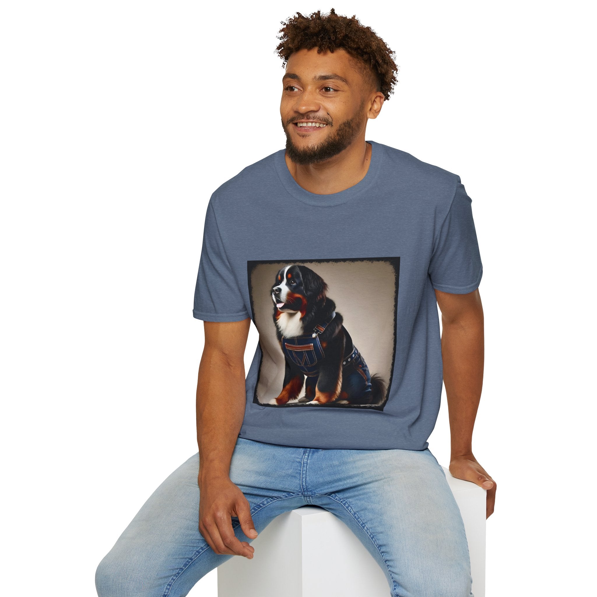 Bernese Mountain Dog Denim Darling | Unisex Dog T-Shirt