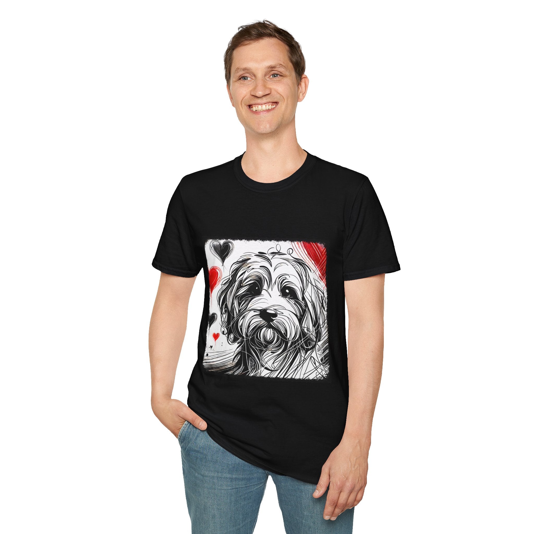 Cavapoo Bold Heart Sketch | Unisex Dog T-Shirt