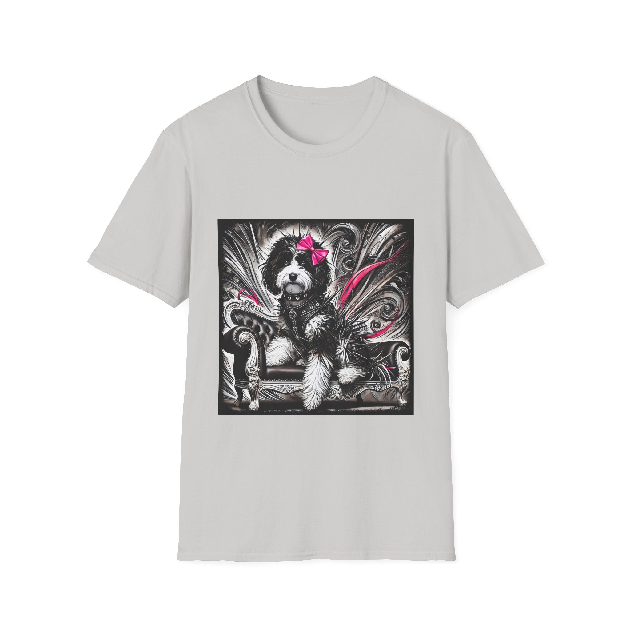 Bernedoodle B&W Pink Bold Rocker | Unisex Dog T-Shirt