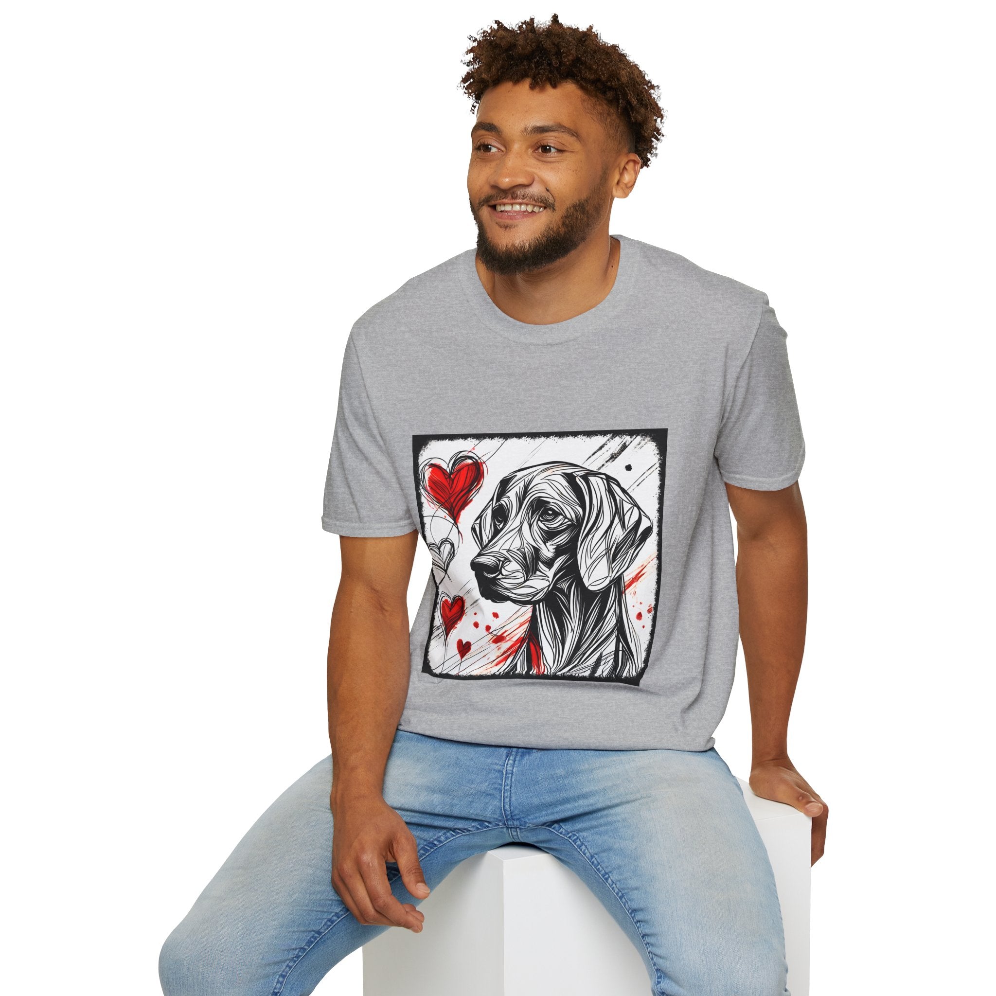 Weimaraner Bold Heart Sketch | Unisex Dog T-Shirt