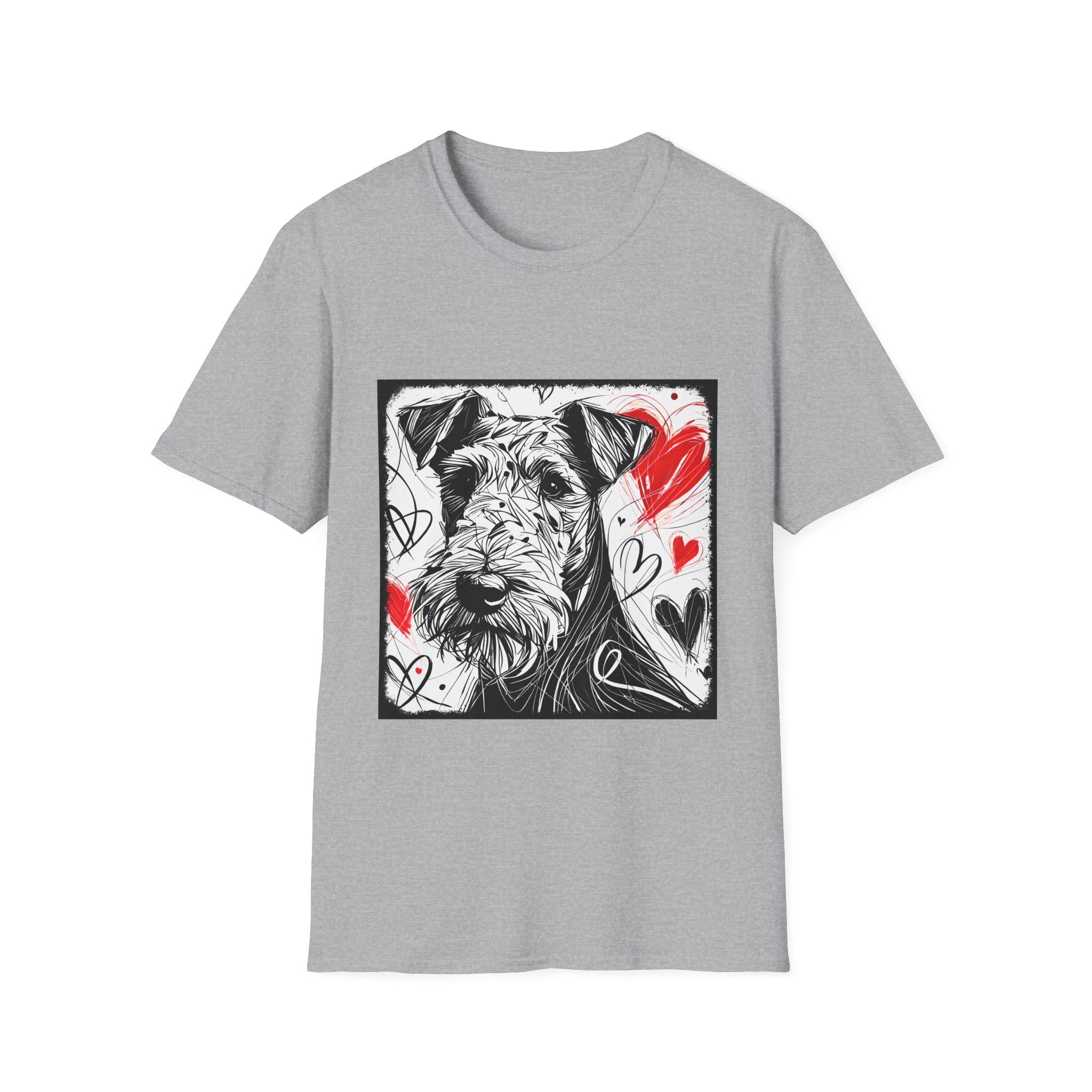 Airedale Terrier Bold Heart Sketch | Unisex Dog T-Shirt